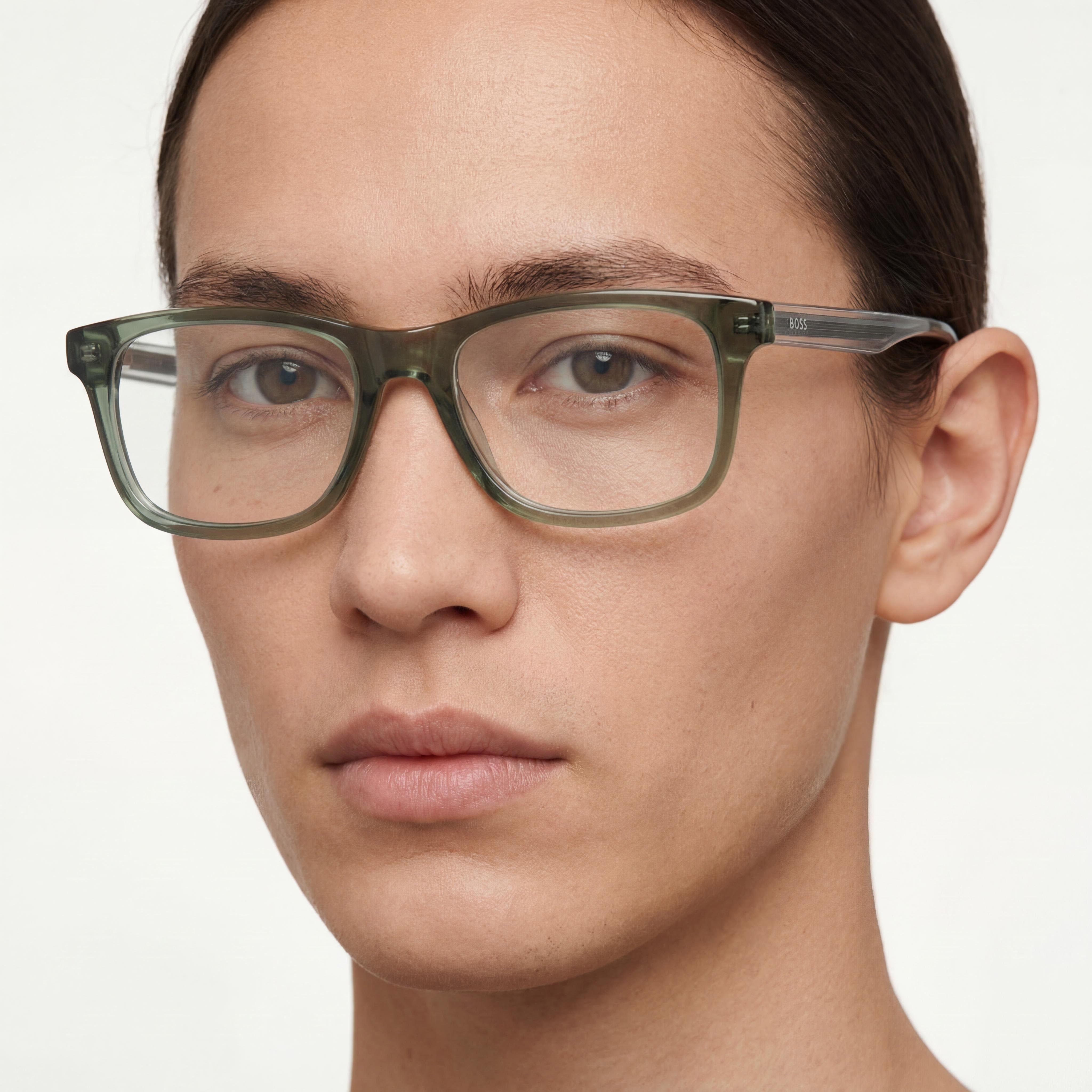 BOSS Audio Systems Unisex Eyeglasses with Transparent Olive Green Acetate Frame and Clear Lenses 51mm, Photo 4