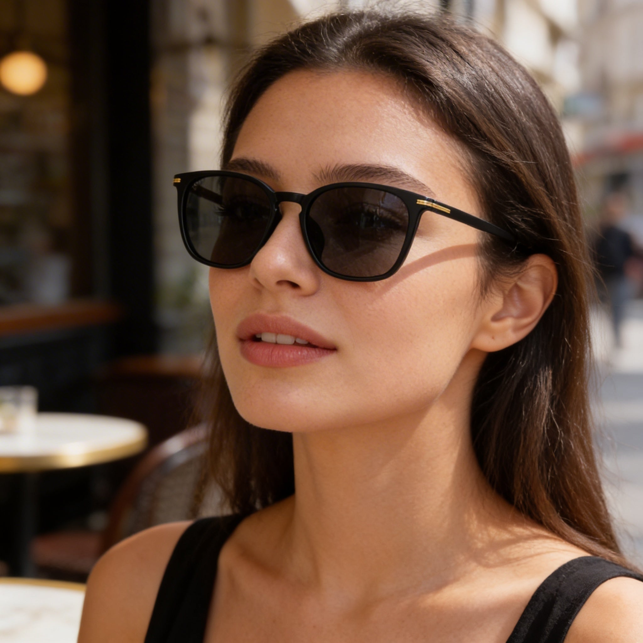 Hugo Boss Modern Women's Sunglasses, Black Eco Acetate Frame, Black Lens, 100% UV Protection, 56mm, Photo 5
