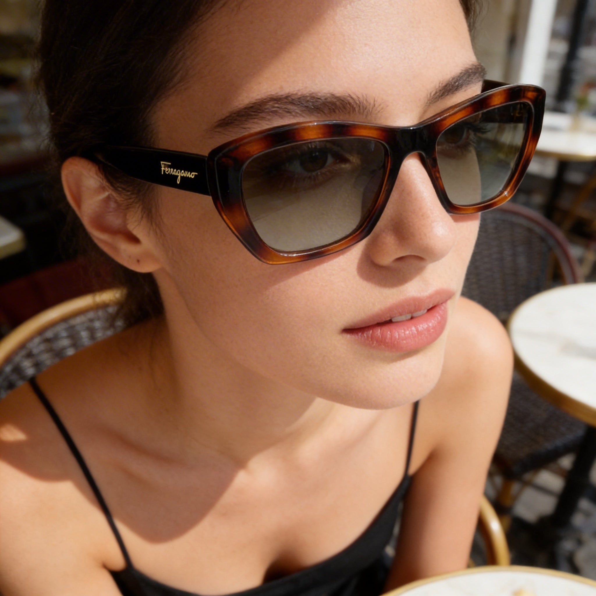 Ferragamo SF958S 214 Women's Tortoise Injected Full-Rim Brown Lens Cat Eye Sunglasses 55mm, Photo 5