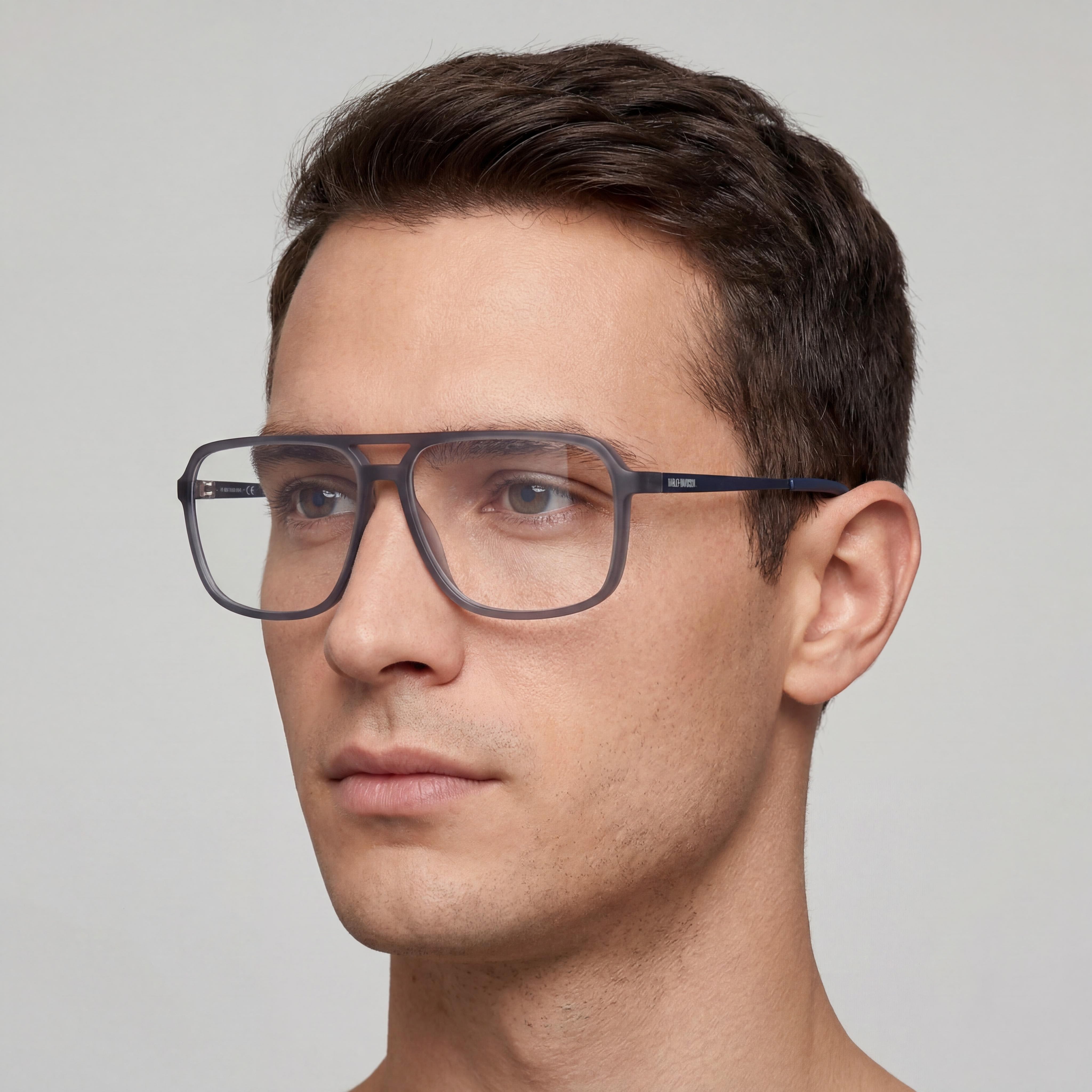 Harley-Davidson Men's Matte Blue Optical Eyeglasses Frames, Prescription Ready with Clear Demo Lenses, Photo 4