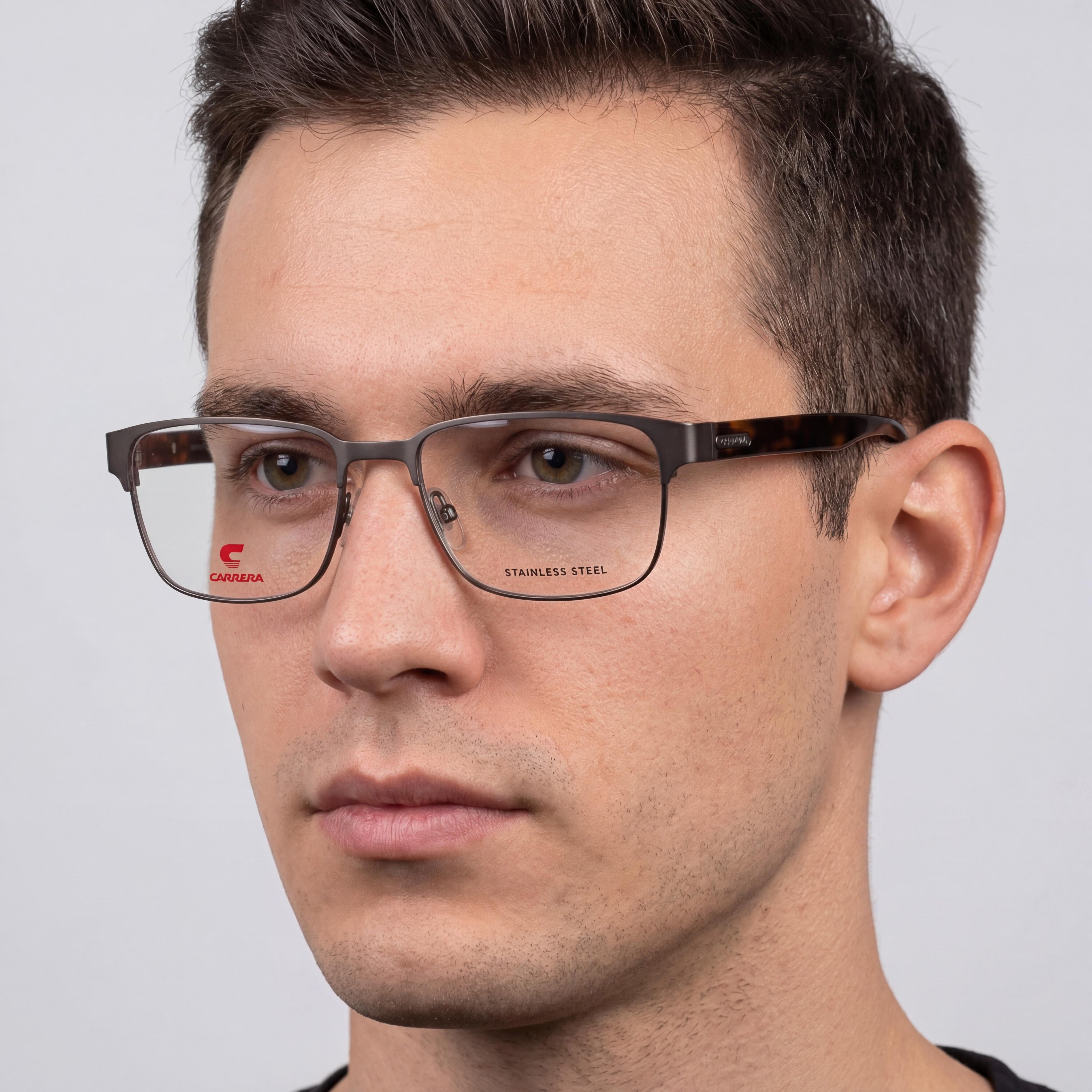 Carrera Carrera 8891 Gafas de hombre, montura de metal rutenio oscuro Habana, lentes transparentes, tamaño 56mm, Photo 5