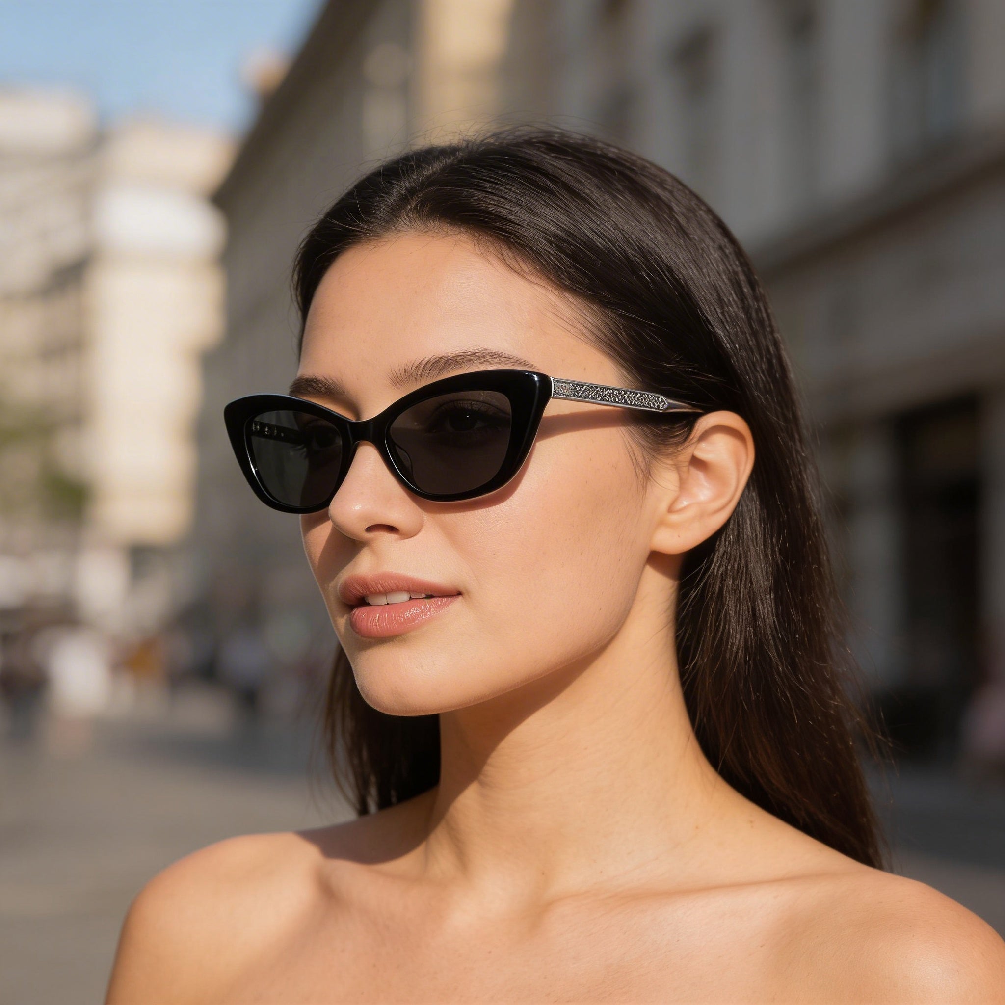 Kate Spade New York MERIDA/G/S Gafas de sol de plástico negras/grises de ojo de gato para mujer, lentes grises no polarizadas 100% UV 54 mm, Photo 5
