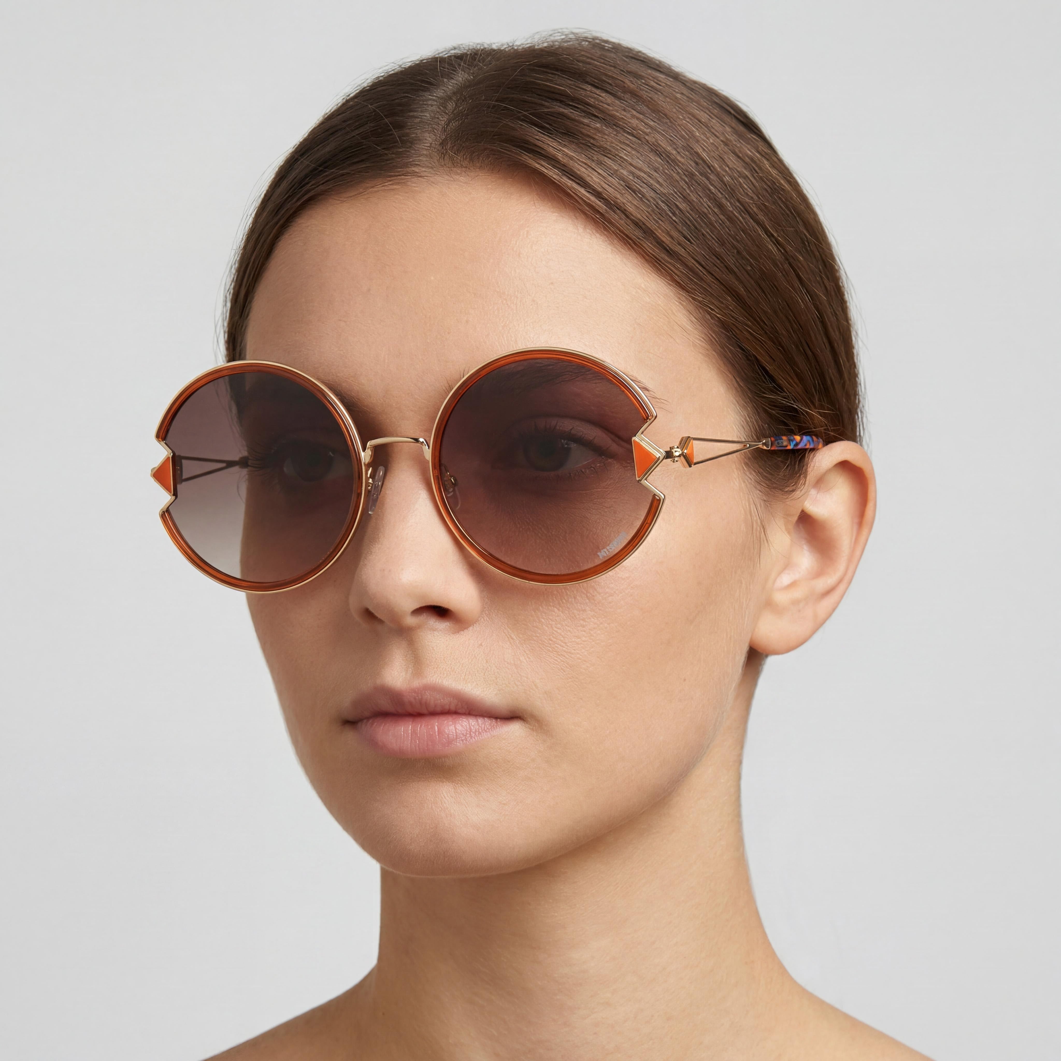 Missoni Classic Women's Round Stainless Steel Brown Lens UV Protection Sunglasses 59mm, Photo 5
