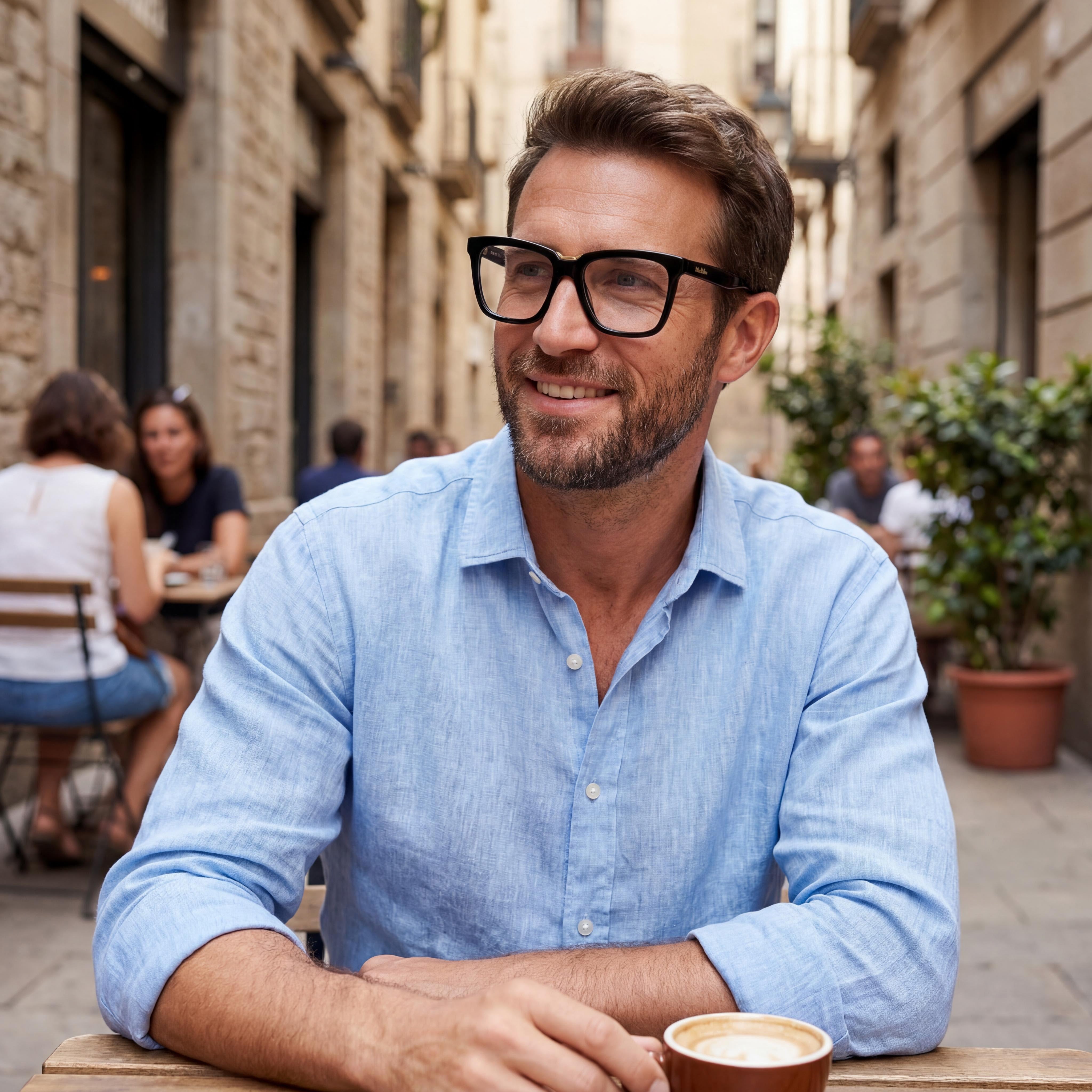 MaxMara Mm5111 Men's Glasses with Shiny Black Plastic Frame, Polycarbonate Lenses, 54mm, Photo 4