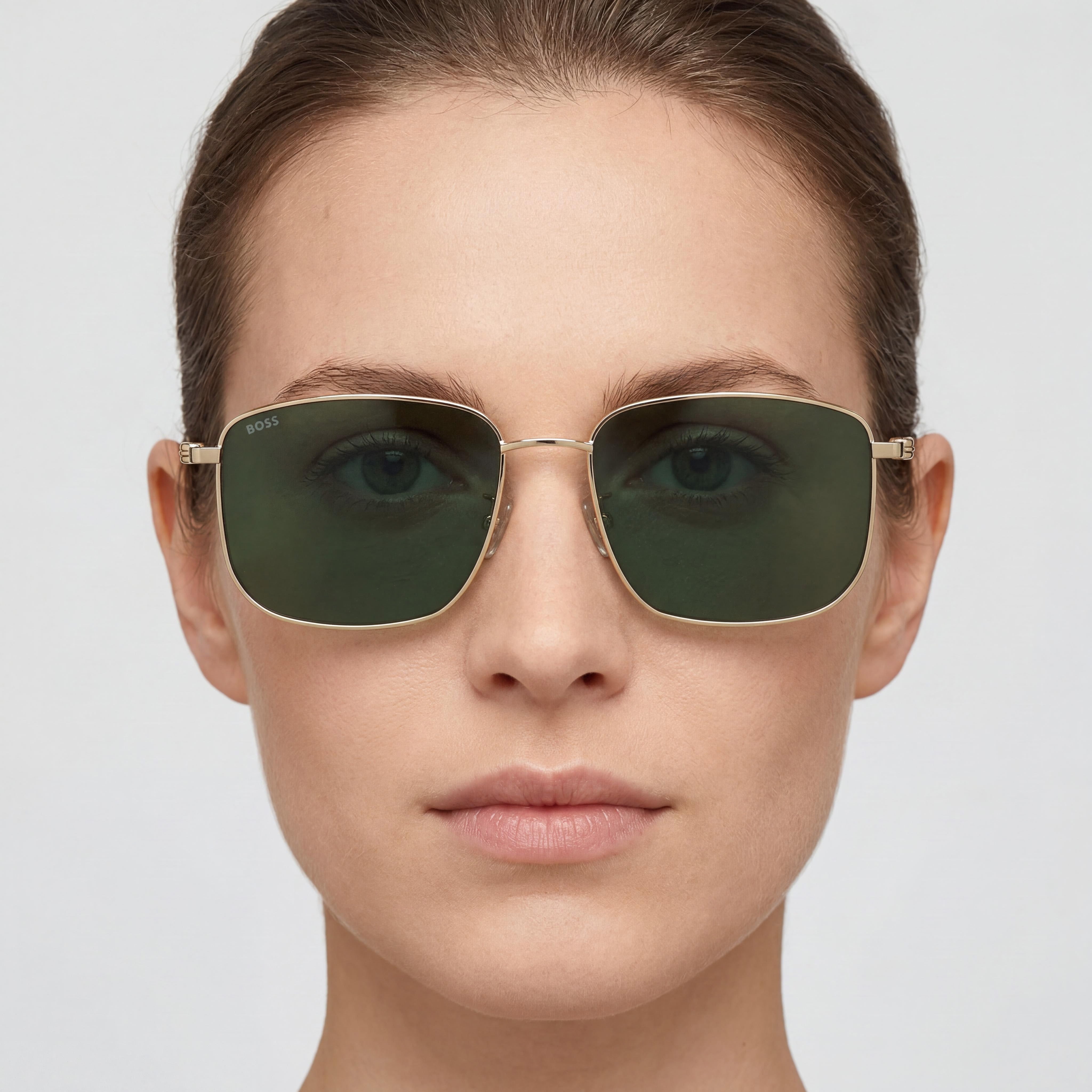 Hugo Boss Boss 1619/F/S Rectangular Women's Stainless Steel Gold Green UV Protected Non-Polarized Sunglasses 58-17-145, Photo 5