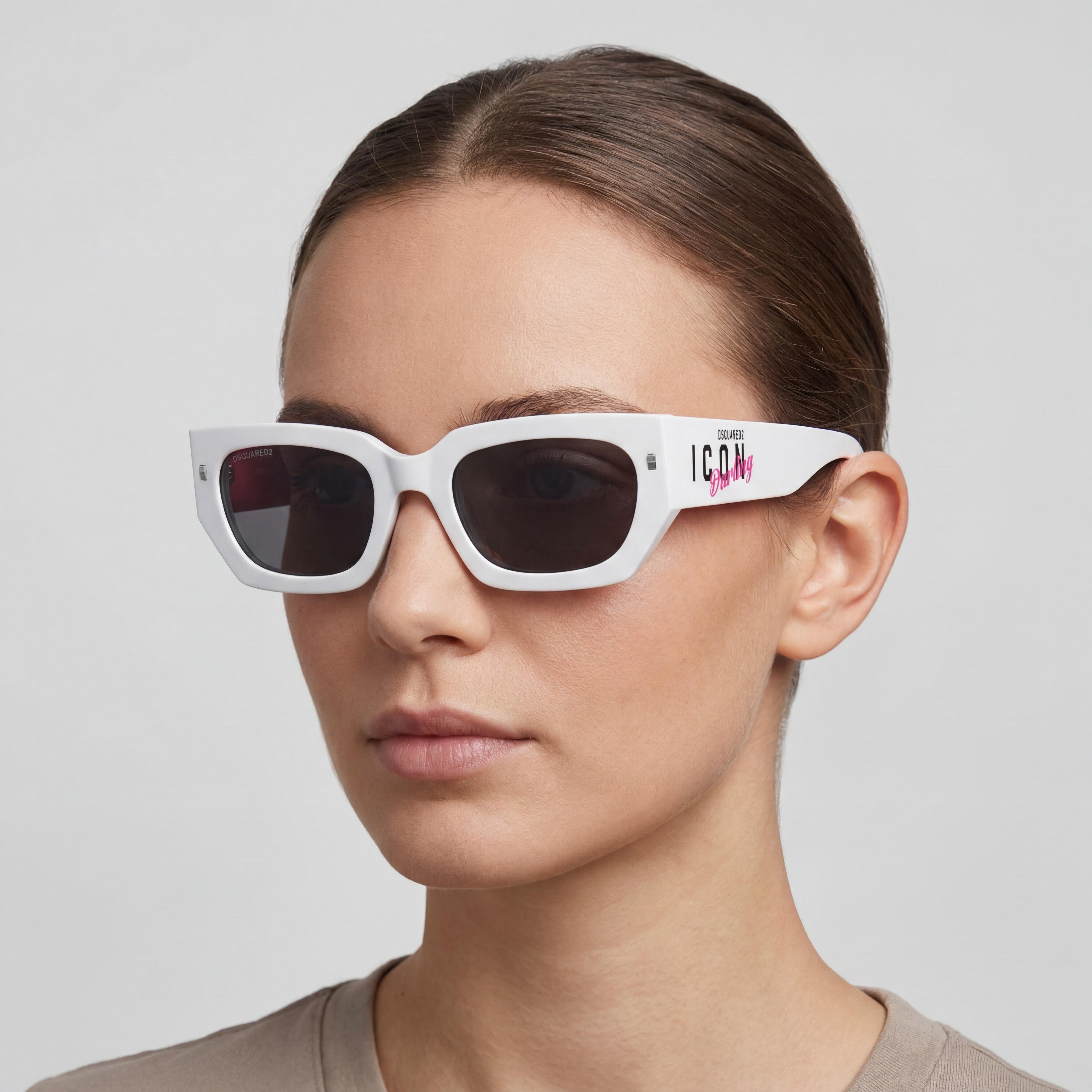 Gafas de sol Dsquared2 Casual de acetato para mujer, color blanco, fucsia y gris, lentes no polarizadas, 53-21-145 mm, Photo 3