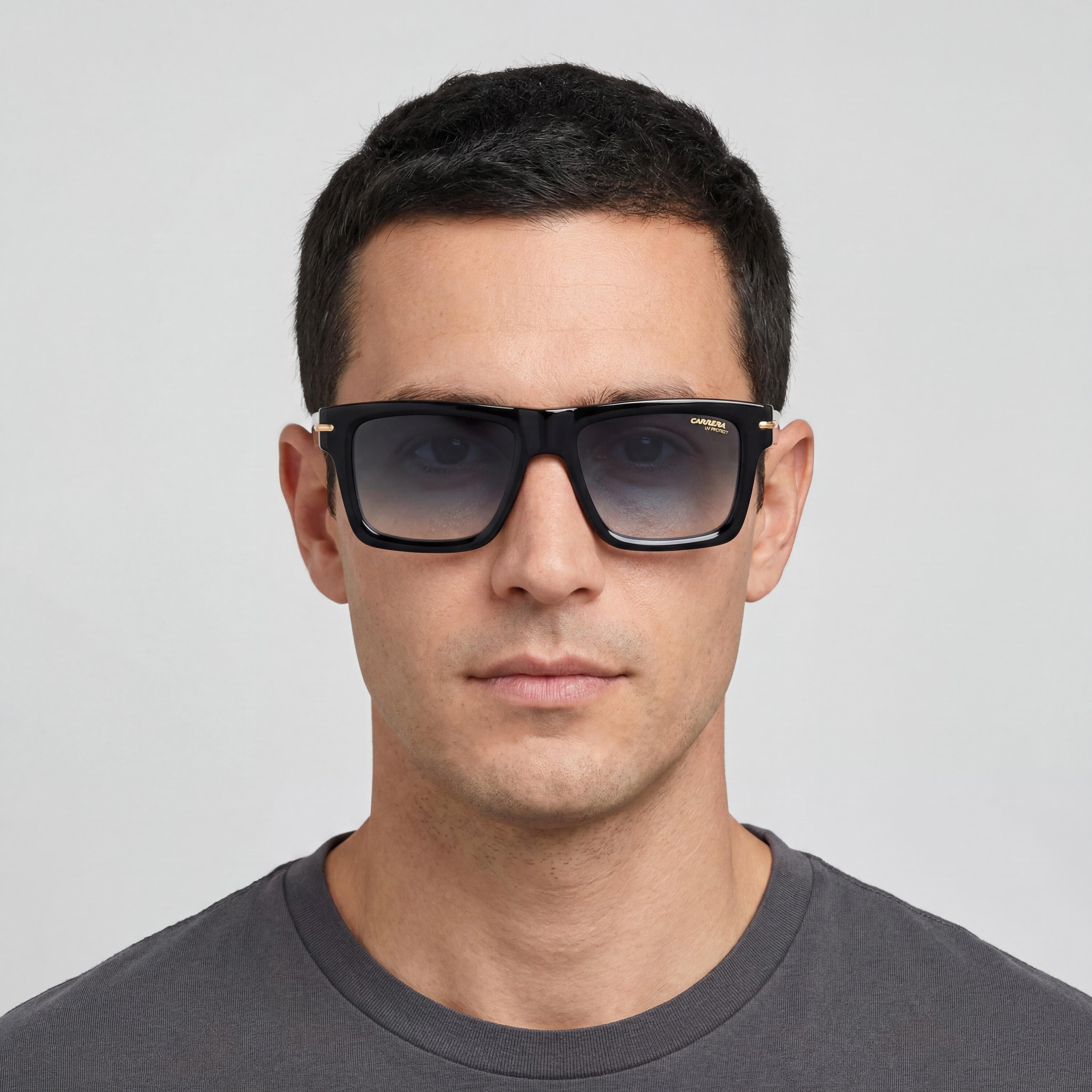 Gafas de sol Carrera 305/S Unisex de acetato negro a rayas, lente azul degradado sin polarizar de 54 mm, Photo 5