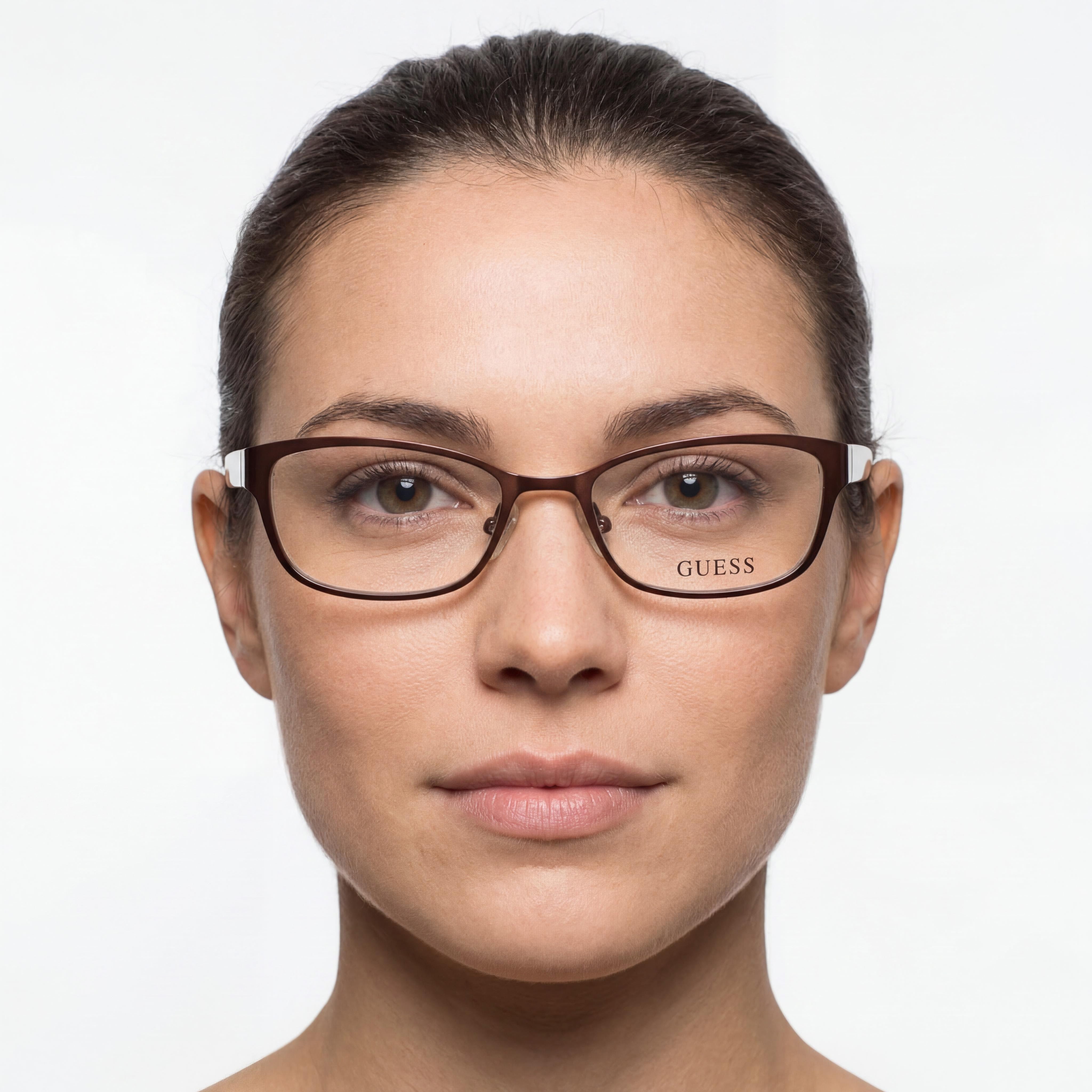 GUESS Gu2515 Women's Eyeglass Frames in Matte Dark Brown Composite, Full Rim Style, 50mm Lens, Photo 4