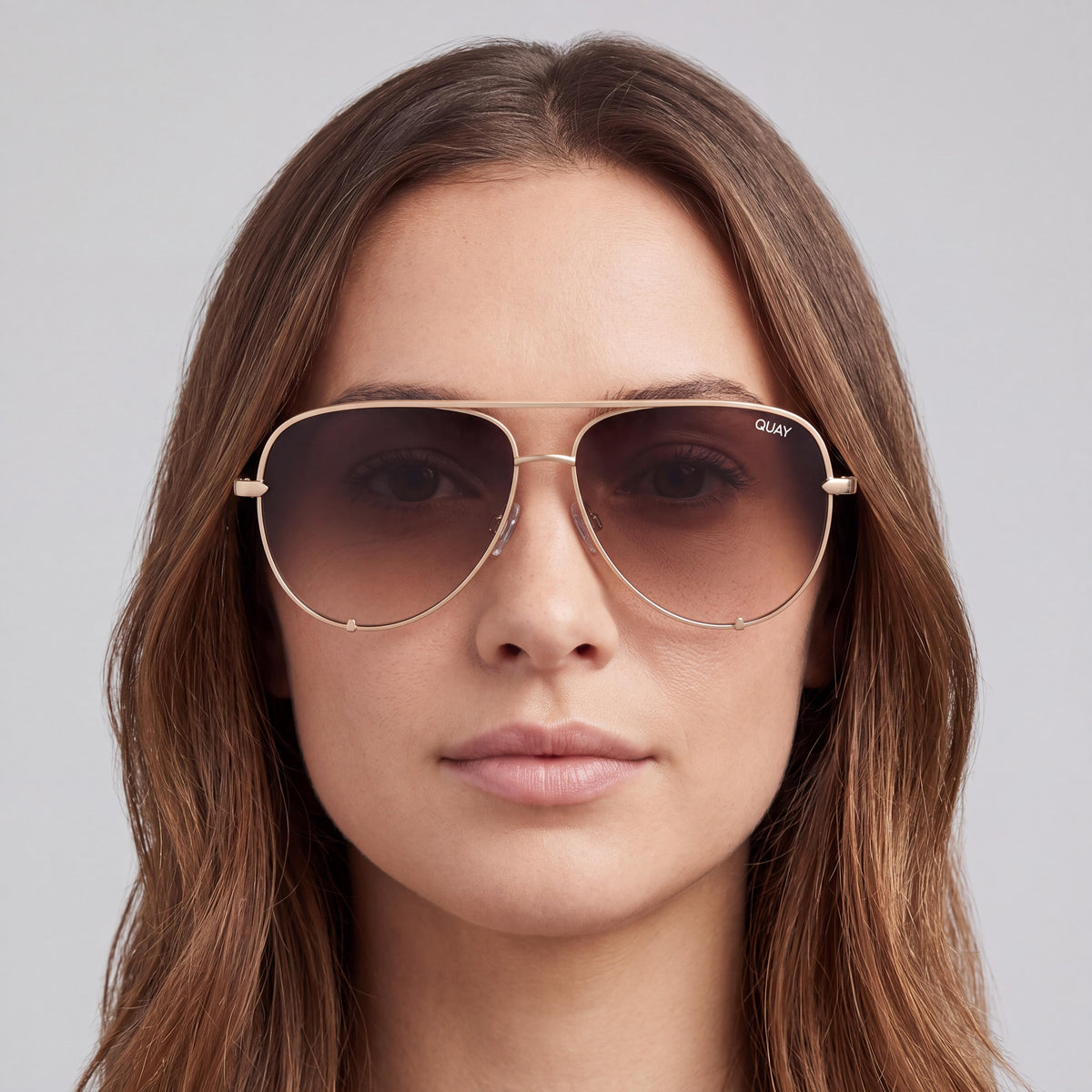 QUAY AUSTRALIA High Key Extra Large Women's Metal Frame Non-Polarized Sunglasses, Chamomile Dark Fawn, UV Protection, Photo 5