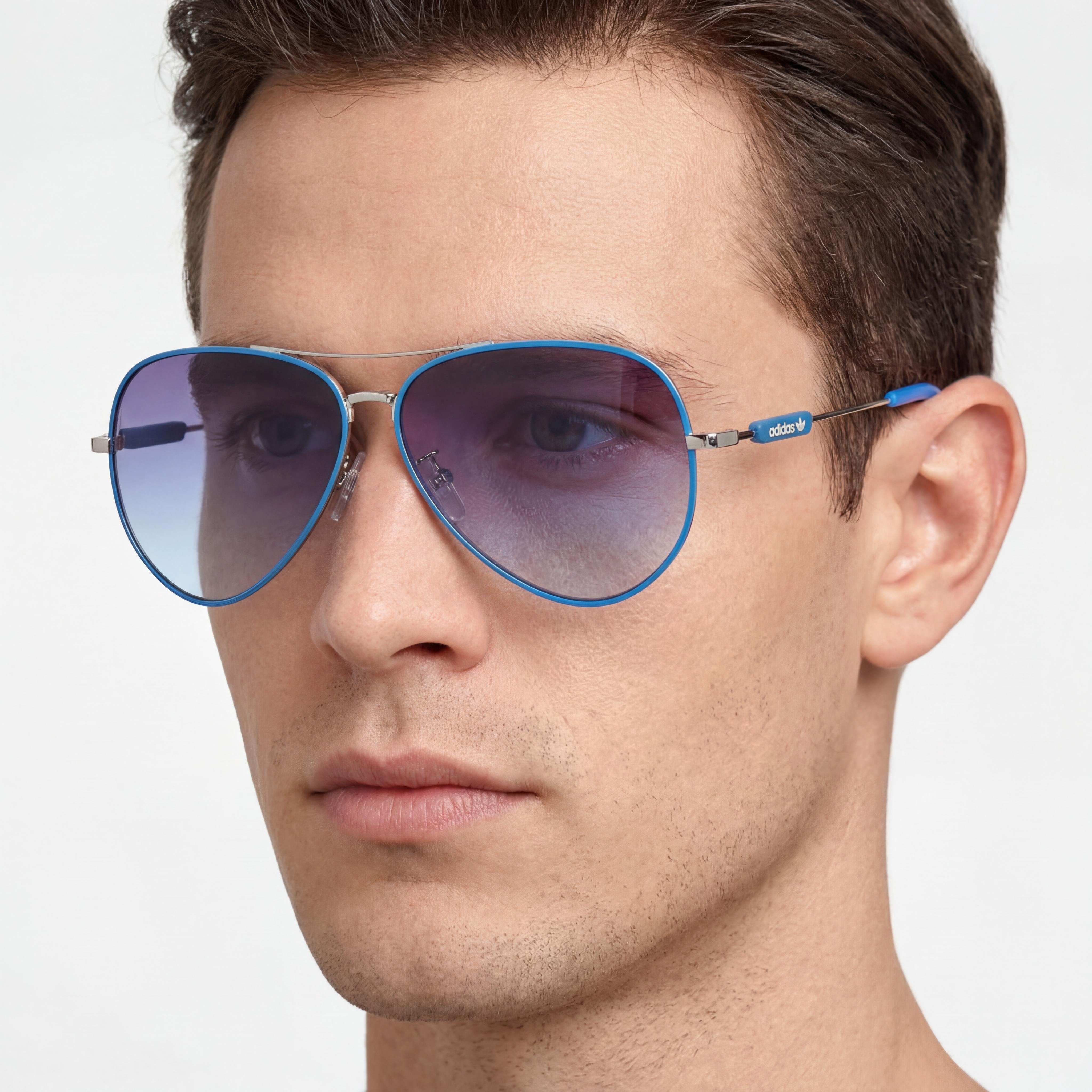 adidas Originals Or0085 Unisex Acetato Azul Claro / Montura Rutenio Claro Lentes UV Azules Espejados No Polarizados 59mm, Photo 4