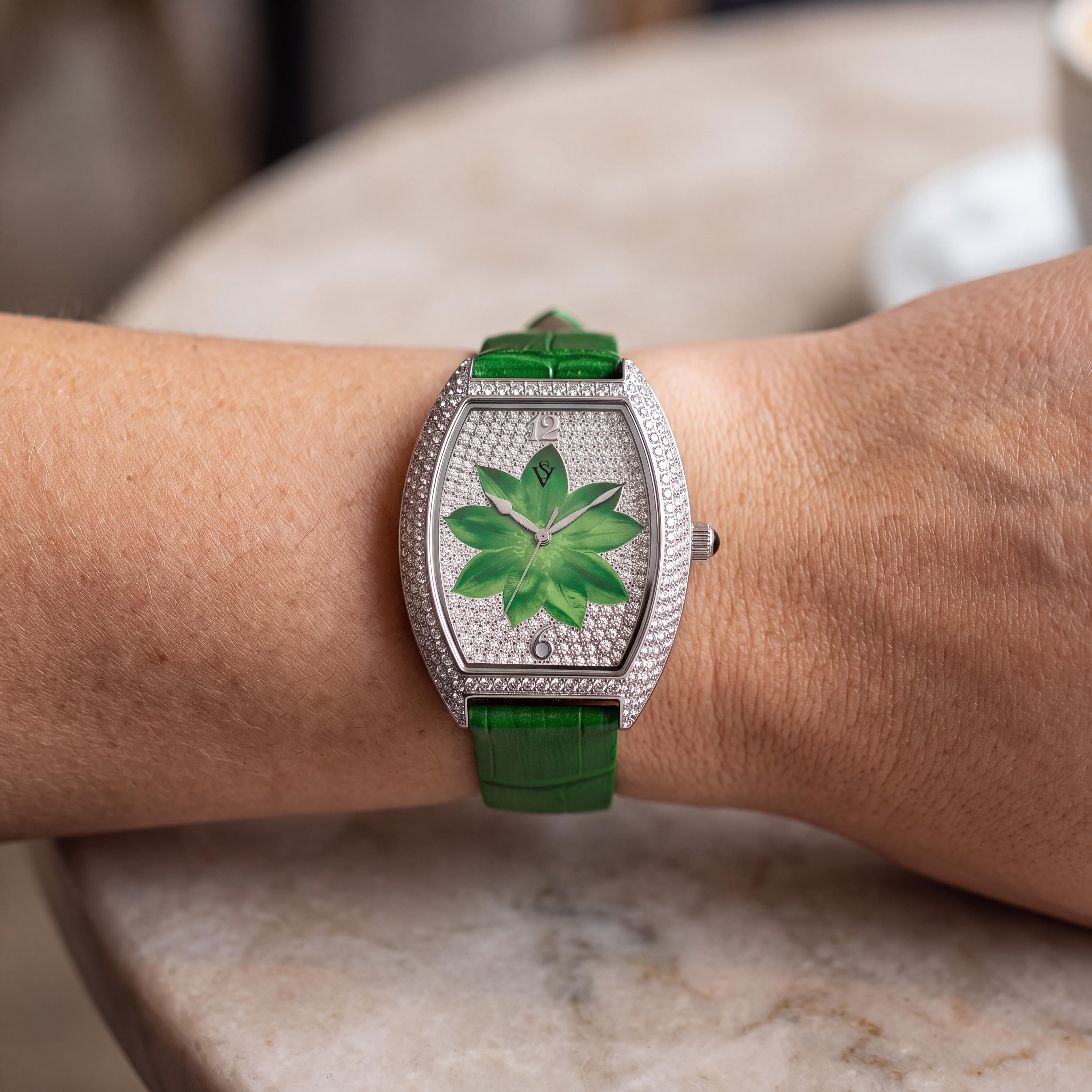 Christian Van Sant CV4853 Modern Women's Green Dial Stainless Steel Leather Strap Quartz Water Resistant Watch, Photo 4