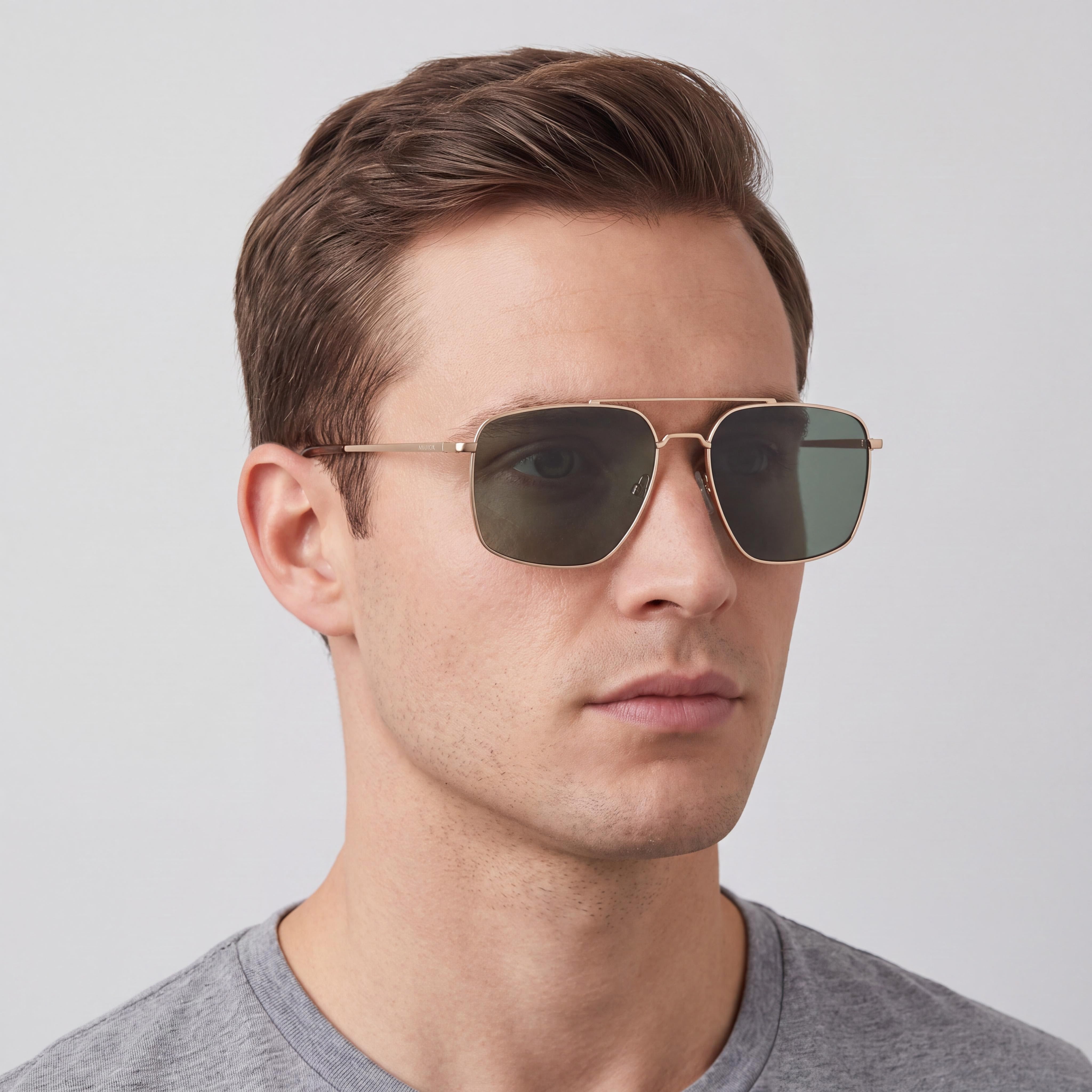 Nautica N106sp Men's Metal Navigator Sunglasses, Matte Gold Frame, Solid Green UV Protected Non-Polarized Lenses 59mm, Photo 5