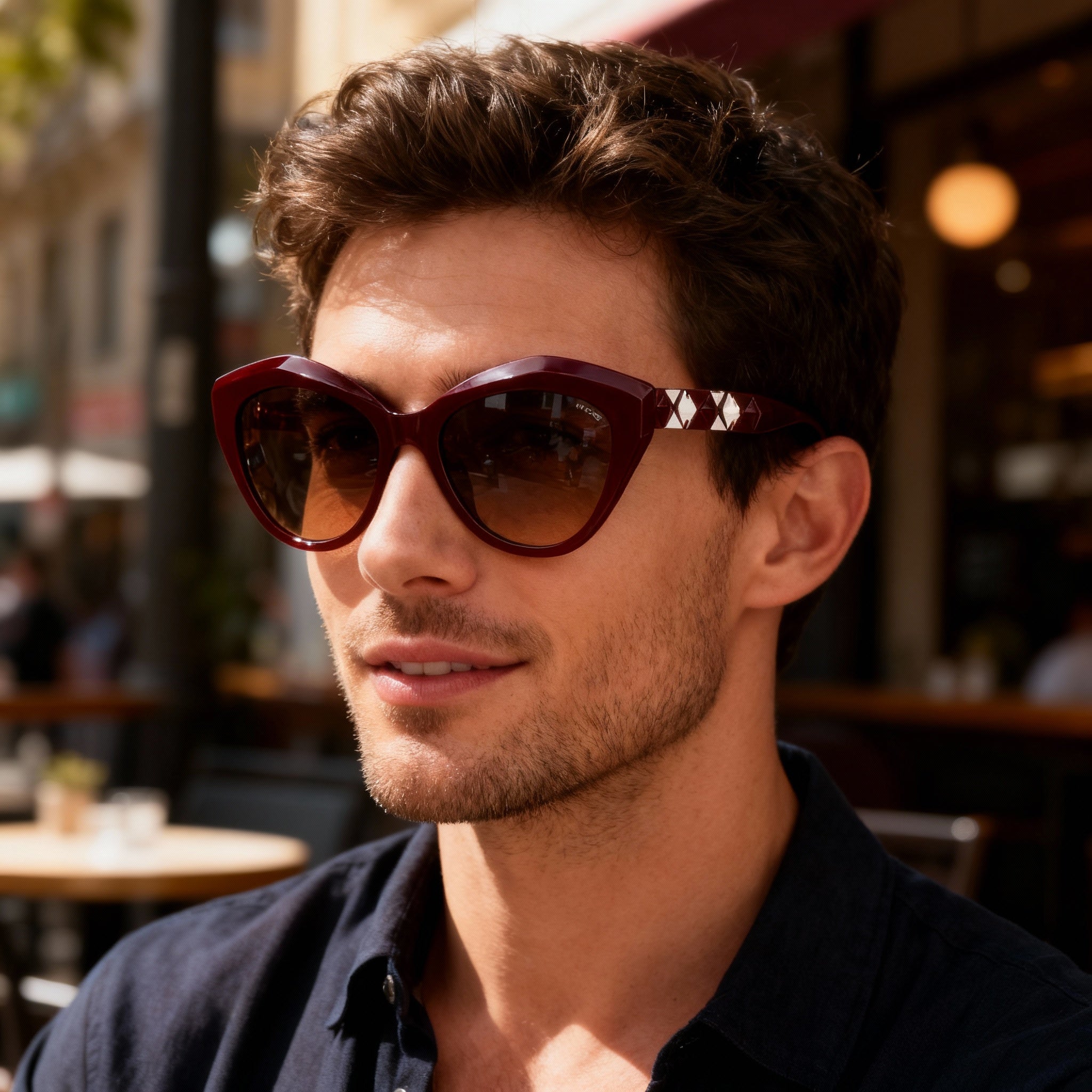 Police Comtemporary Men's Acetate Non-Polarized Sunglasses Bordeaux Pieno Frame Size 55-18-140, Photo 4