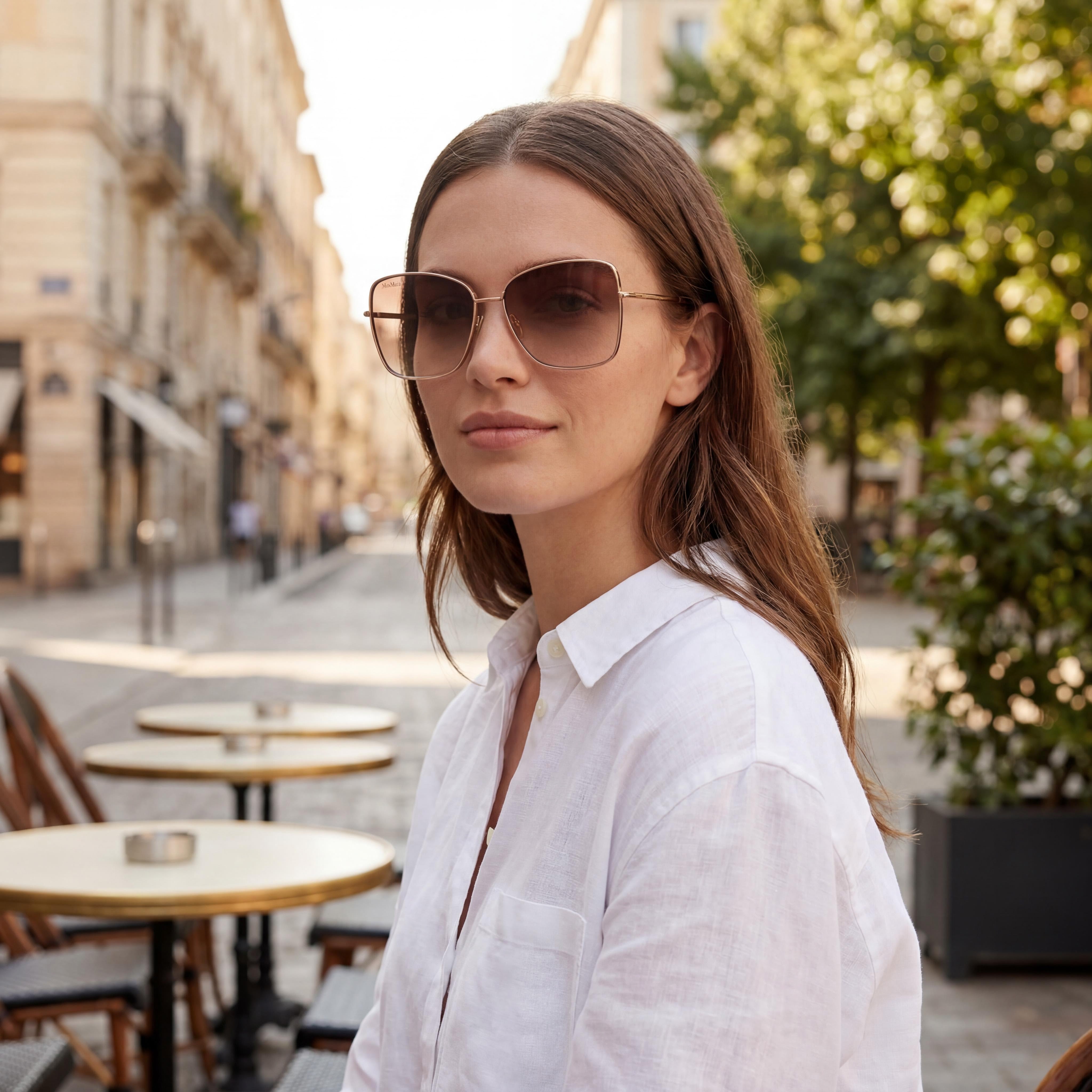 MaxMara Mm0097 Women's Shiny Rose Gold Acetate Frame Polycarbonate Lens UV 400 Non-Polarized Sunglasses 59mm, Photo 5