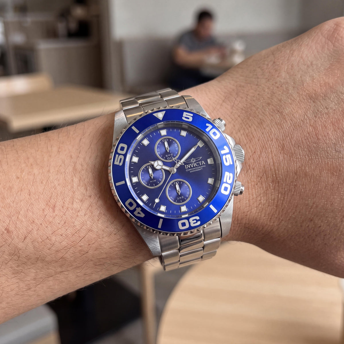 Invicta Pro Diver Connection 28690 Men's Quartz Chronograph Watch, Blue Dial, Silver Stainless Steel, 43mm, Photo 4