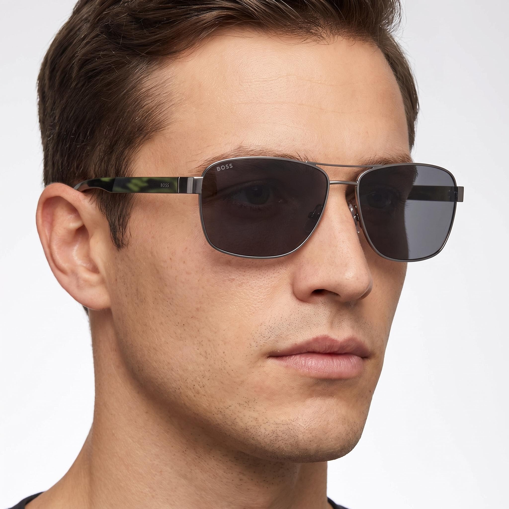 Gafas de sol de hombre Hugo Boss BOSS 1240/S clásicas con montura de aleación de rutenio oscuro y protección UV de 60 mm, Photo 5