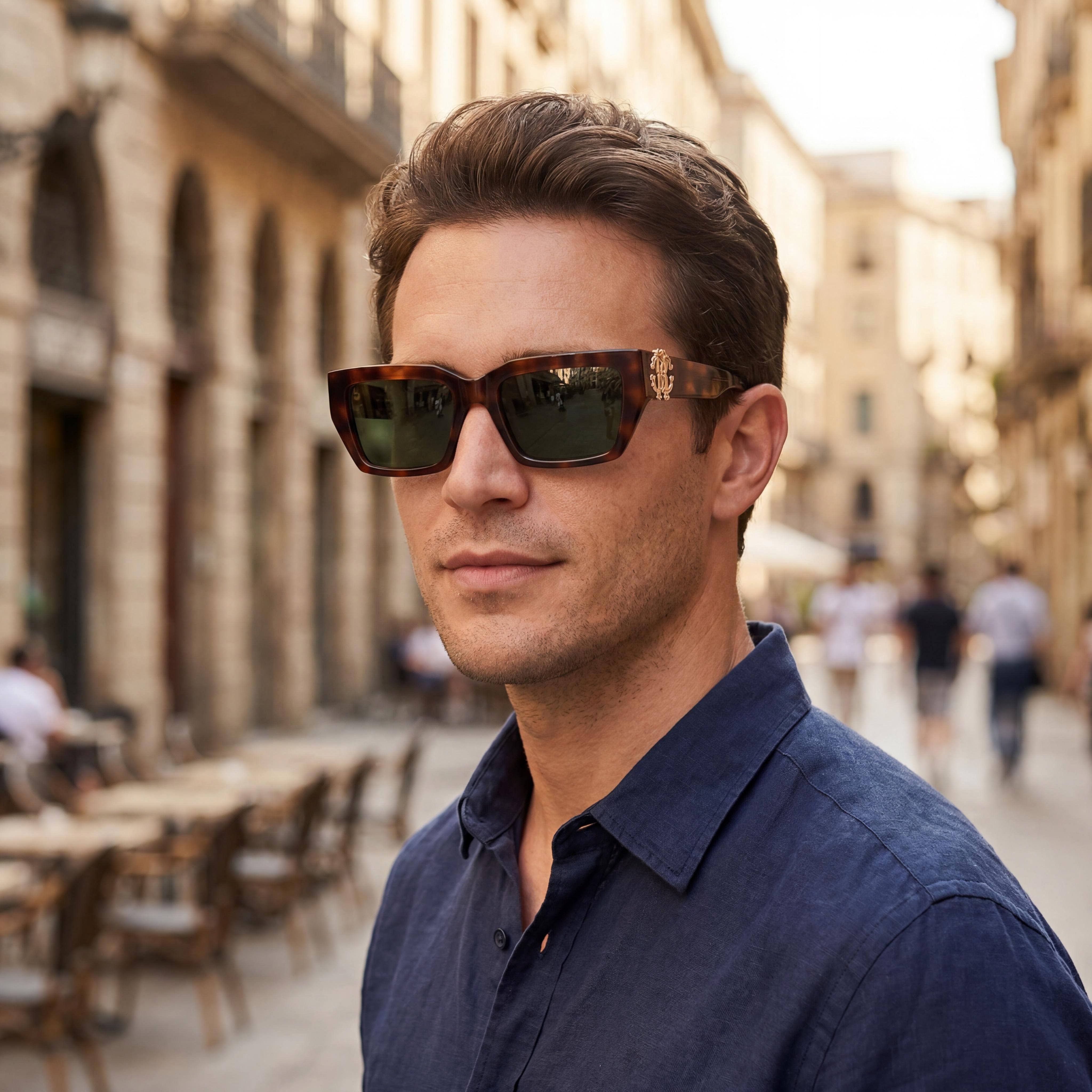 Gafas de hombre Just Cavalli Src016m con montura negra brillante, 55 mm de ancho de lente, 19 mm de ancho de puente, 135 mm de largo de patilla, Photo 5