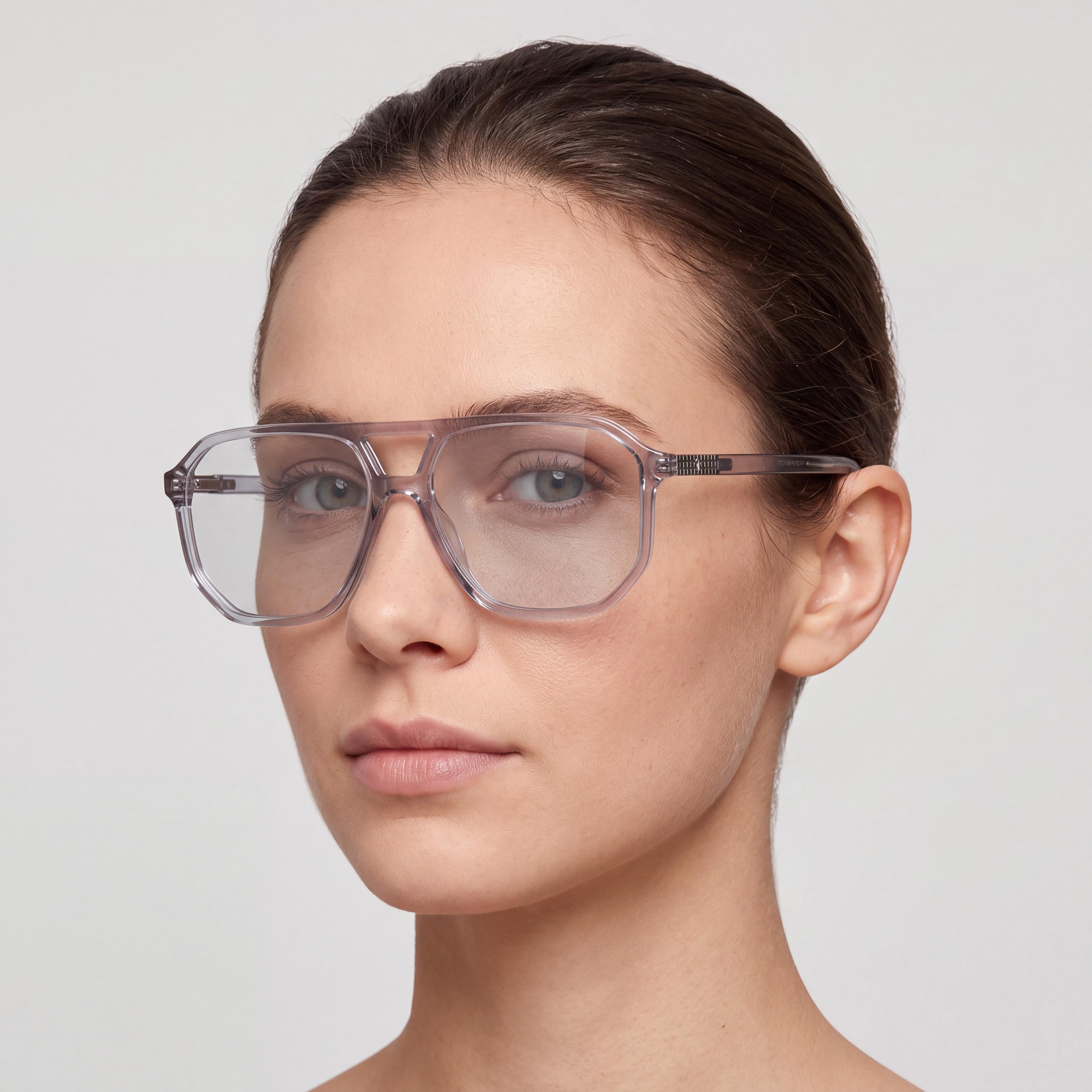 GUESS Casual de Mujer Sin Gafas con Lentes Transparentes y Montura de Plástico Gris, Ancho de Lente 57mm, Photo 4