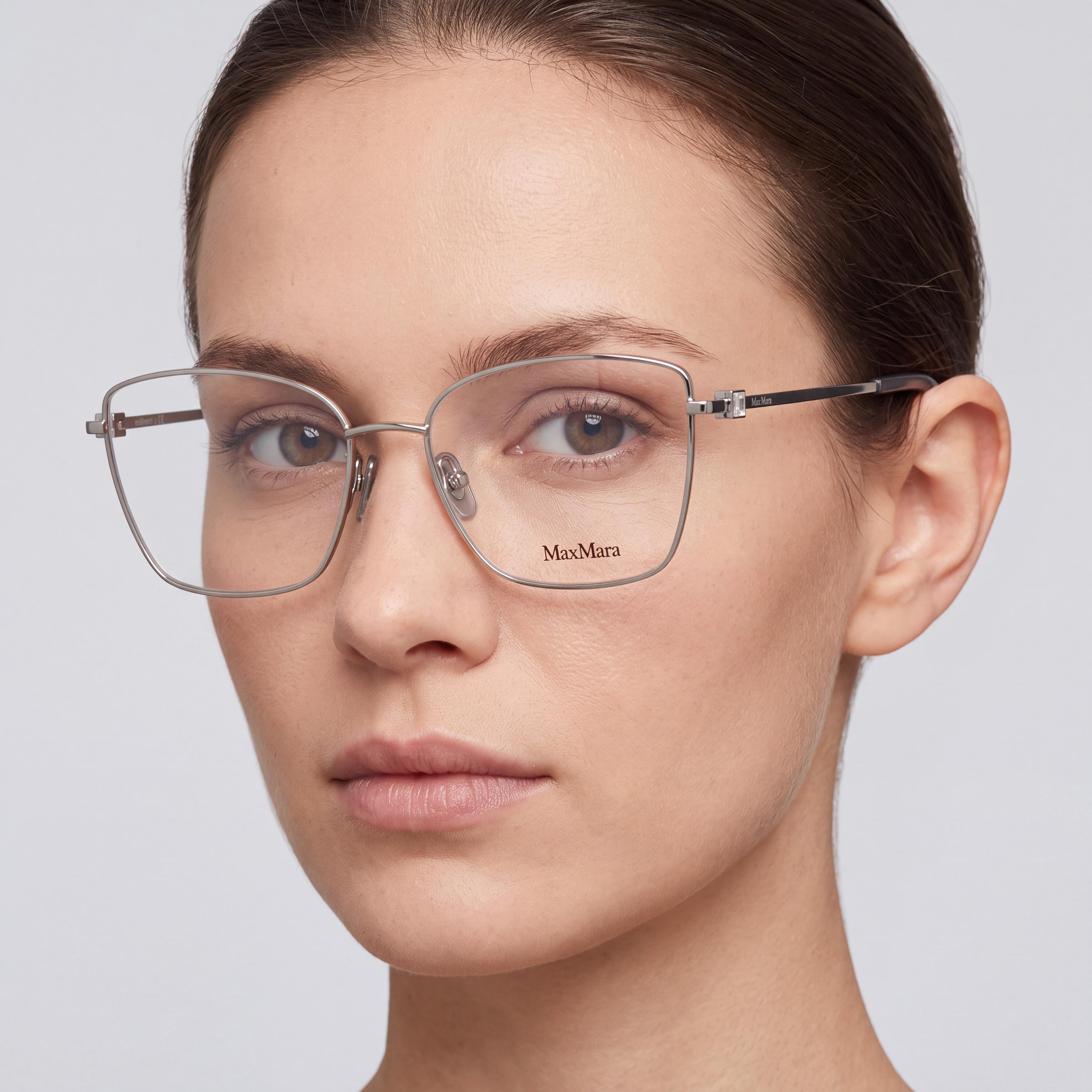 MaxMara Casual Women's Metal Frame Eyeglasses with Palladium Finish and Transparent Polycarbonate Lenses 55-16-140, Photo 4