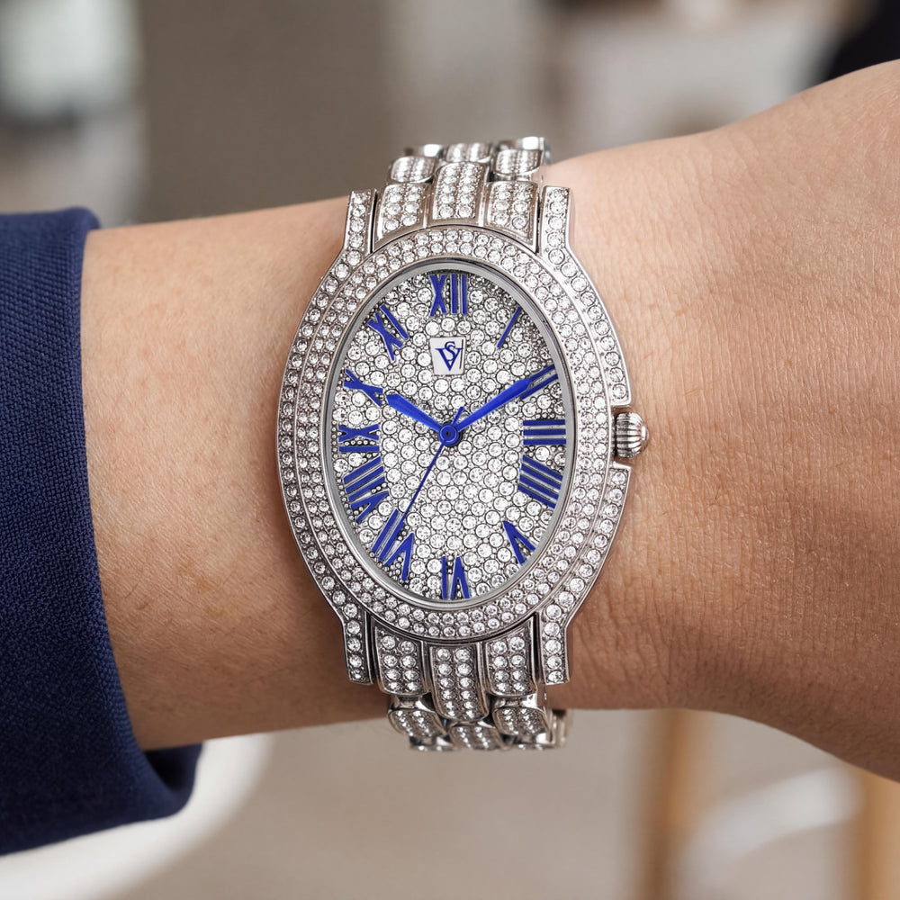 Reloj de pulsera Christian Van Sant CV7230 para mujer con caja y correa de acero inoxidable plateado, resistente al agua, y cristal mineral resistente a los arañazos