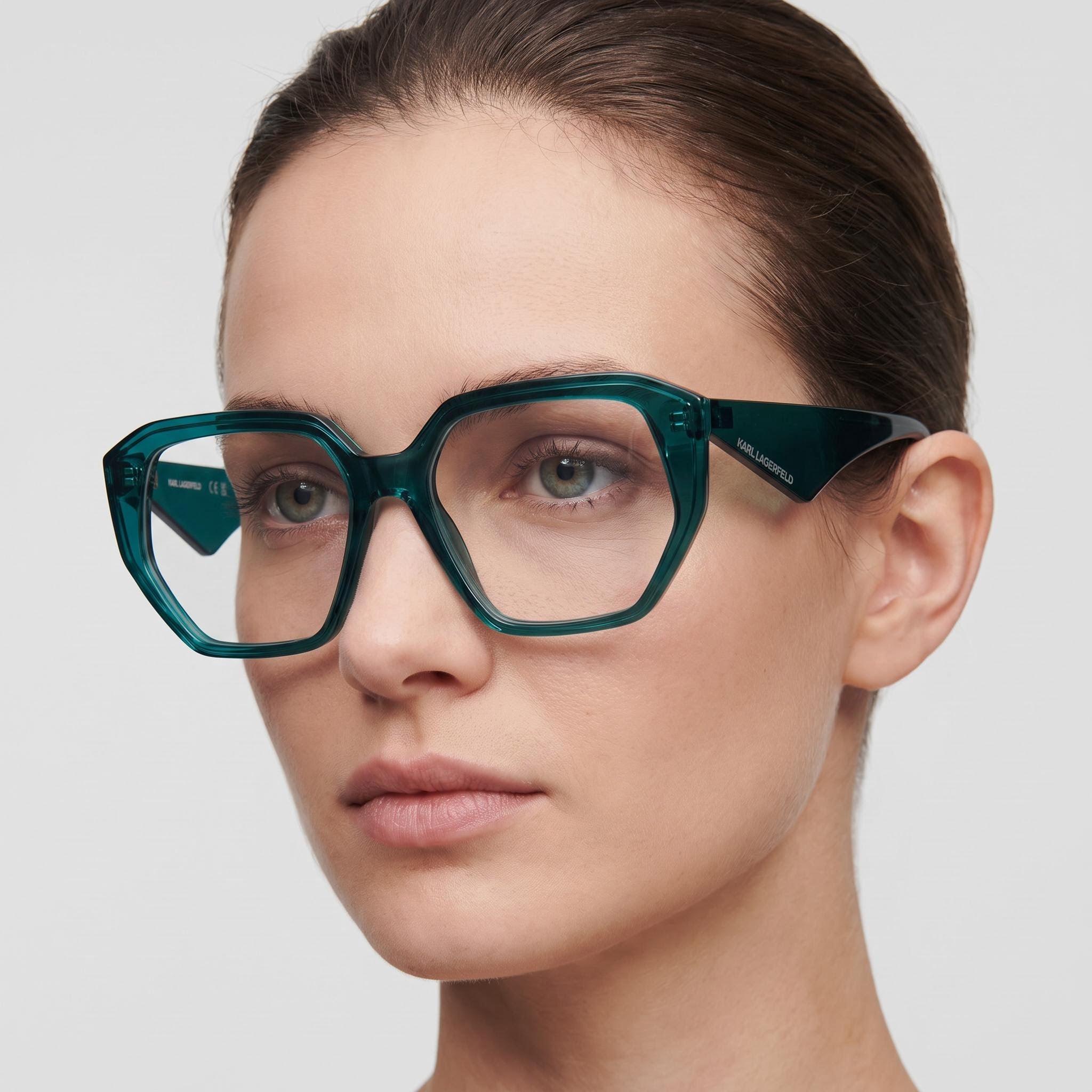 KARL LAGERFELD Kl6213 Gafas para mujer con montura de acetato en color petróleo y lentes de policarbonato, 54-16-140, Photo 5