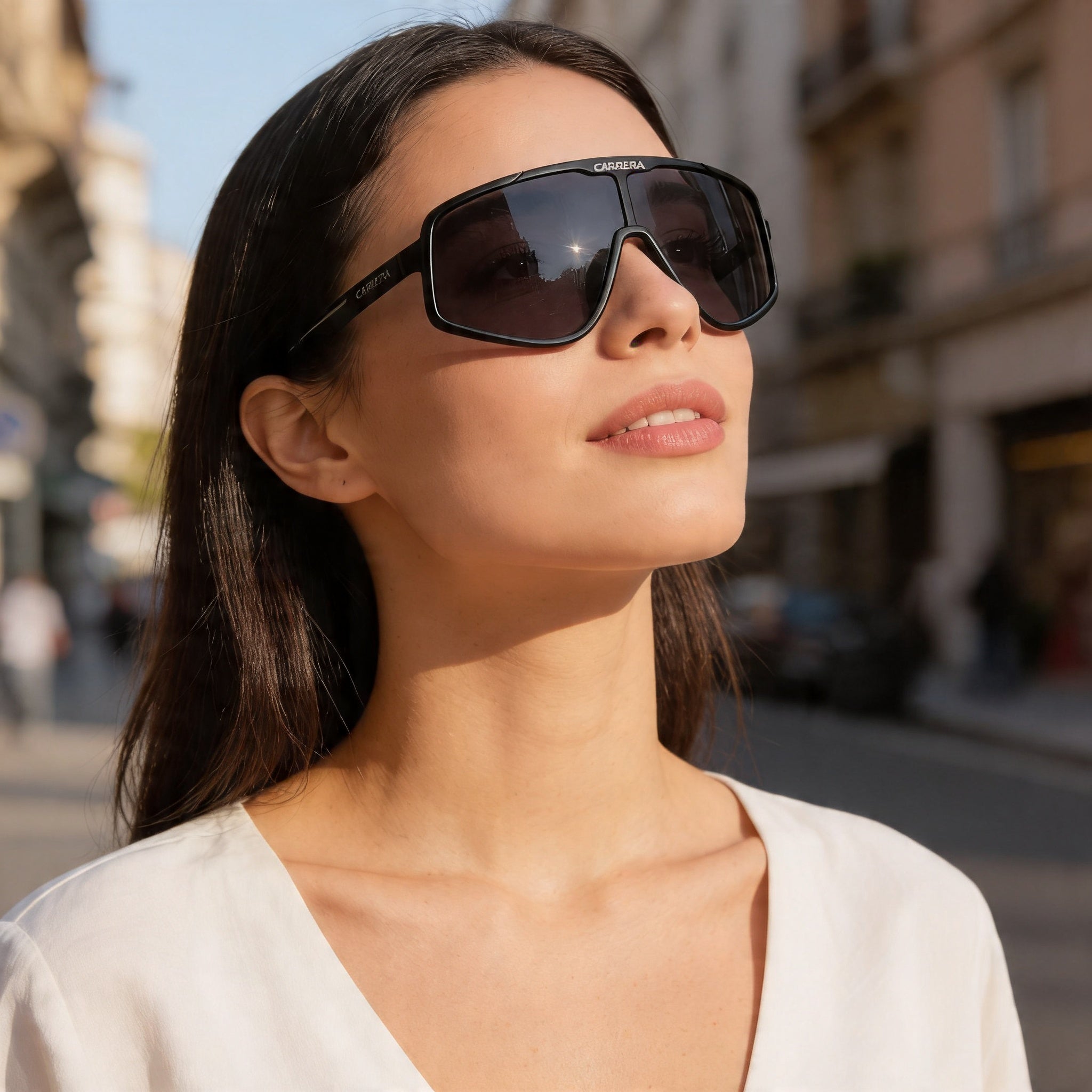 Gafas de sol Carrera Casual para mujer con protección UV, armazón de poliamida ecológica en negro mate, lentes de 99 mm, puente de 1 mm, patillas de 145 mm, Photo 6