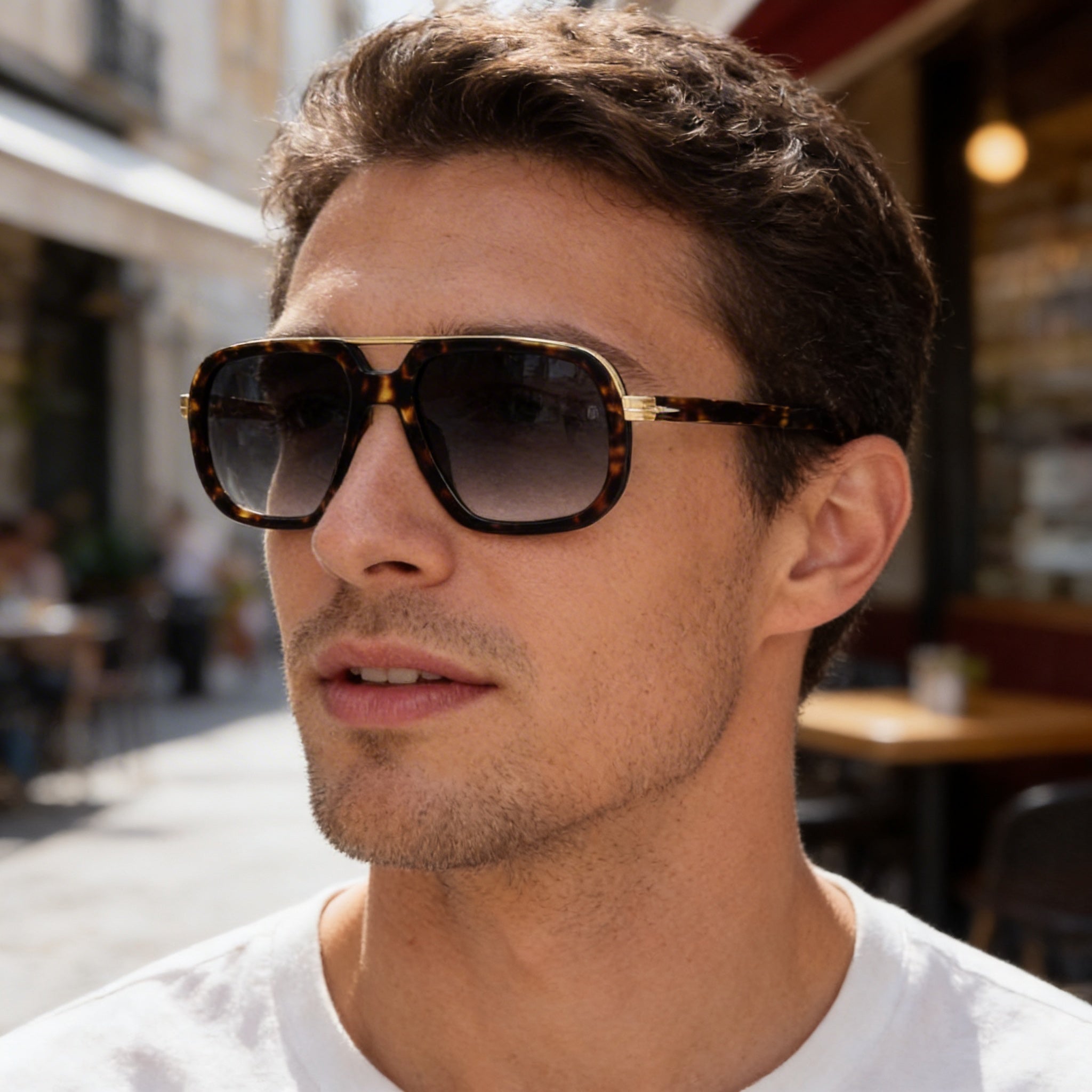 Gafas de sol David Beckham para hombre DB 7101/S con montura clásica de acetato en color habana y oro, lentes de policarbonato con 100% protección UV, 57mm, Photo 6