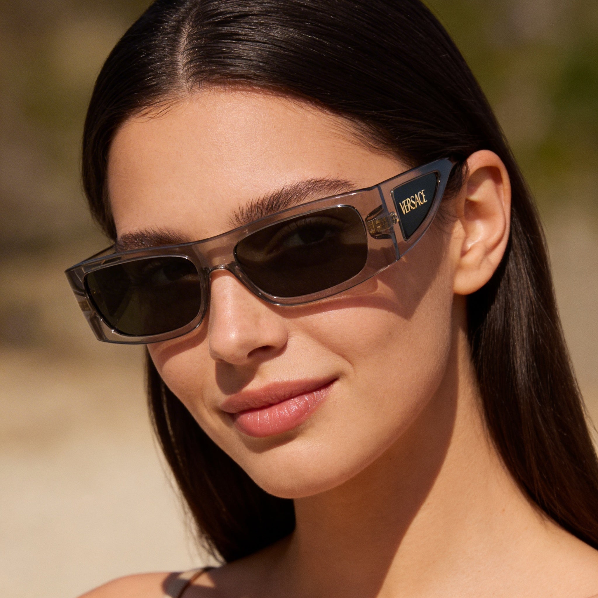 Gafas de sol unisex clásicas Versace equipadas con lentes polarizadas gris oscuro y montura gris oscuro, Photo 5