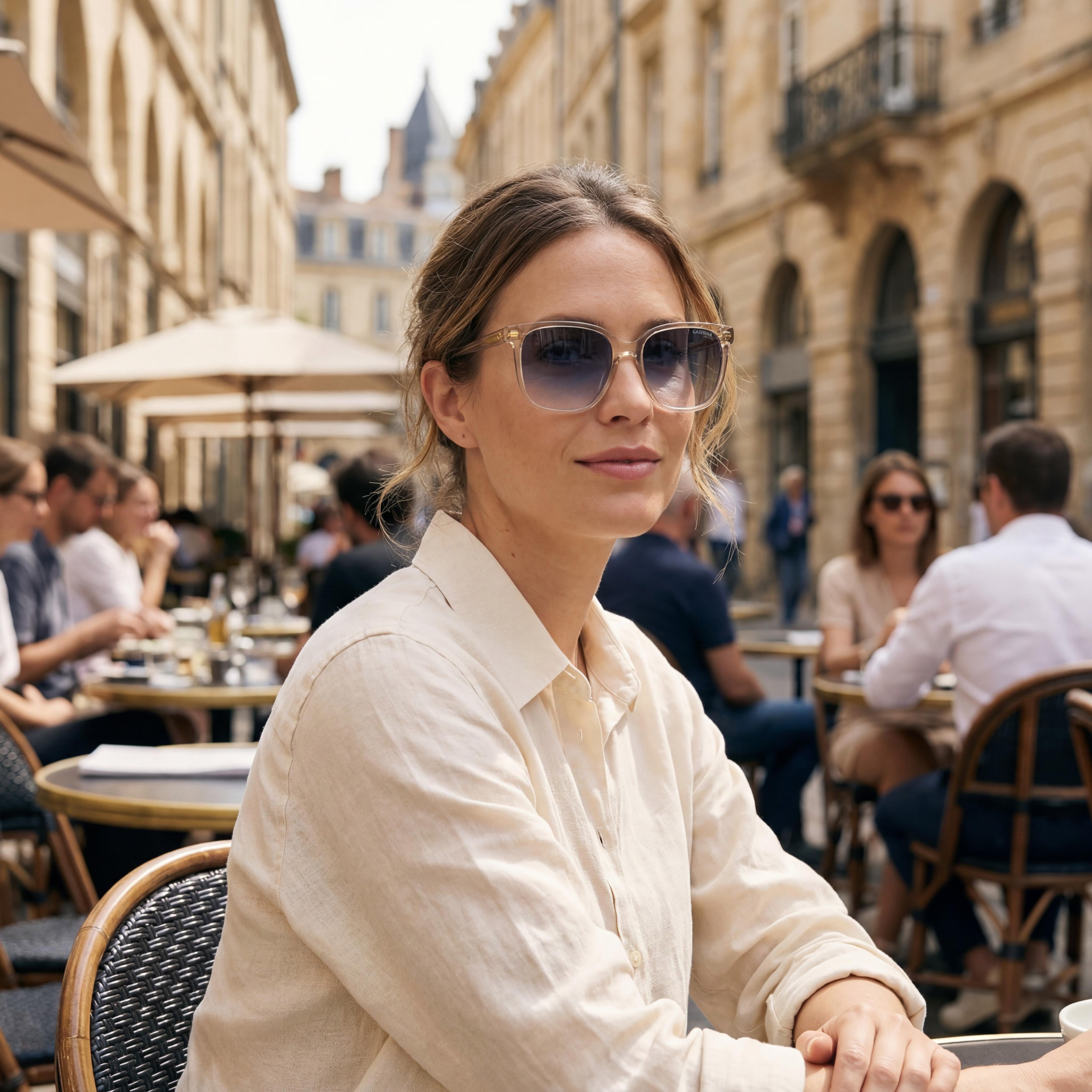 Carrera Carrera 3002/S Women's Beige Acetate Sunglasses with Dark Blue Shaded Lenses, 100% UV Protection, 55mm, Photo 5
