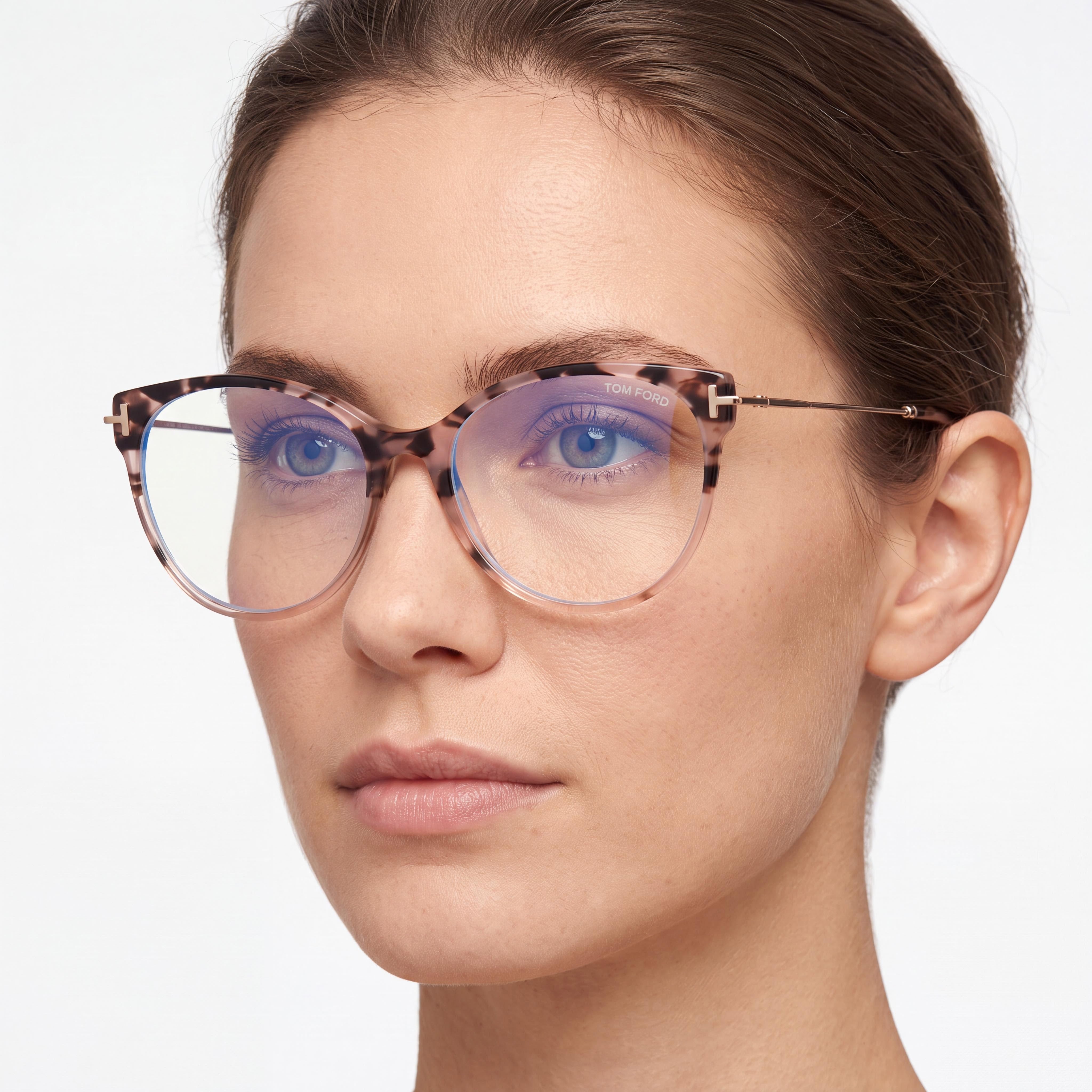 Tom Ford FT5770-B Women's Blue-Light Block Plastic Eyeglasses Blush Havana Rose Gold 54mm, Photo 4