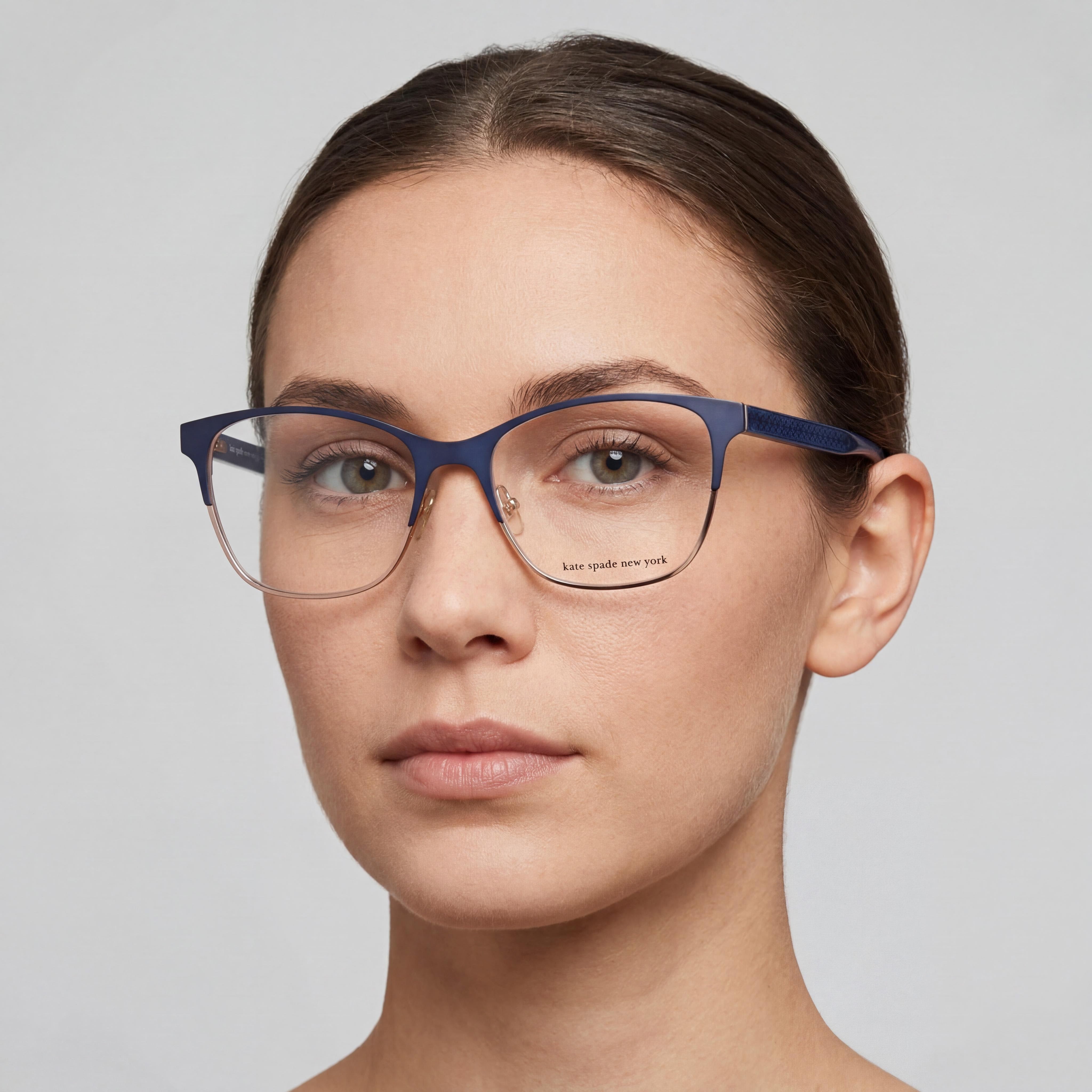 Kate Spade New York Seline Women's Full Rim Rectangle Eyeglasses, Blue Metal Frame, 53mm Lens Width, Photo 5