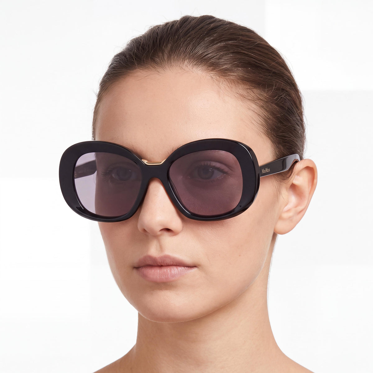 Gafas MaxMara Clásico para mujer con montura de acetato negro brillante y lentes de plástico negro brillante (ancho de lente de 55 mm), Photo 3