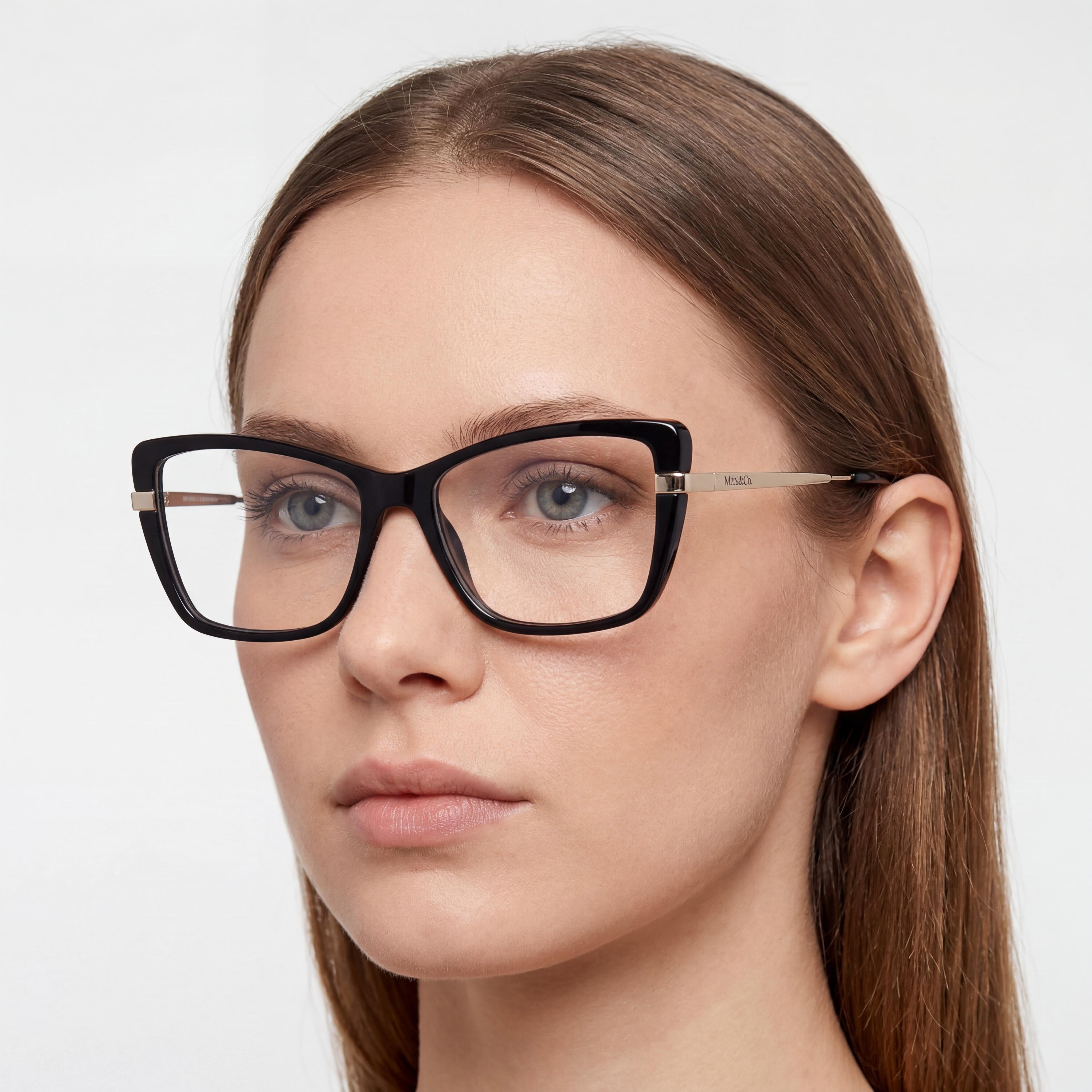 Gafas casuales Max & Co. para mujer, estilo ojo de gato, montura inyectada, color negro brillante, con lentes de 54 mm, puente de 15 mm y patillas de 140 mm., Photo 3