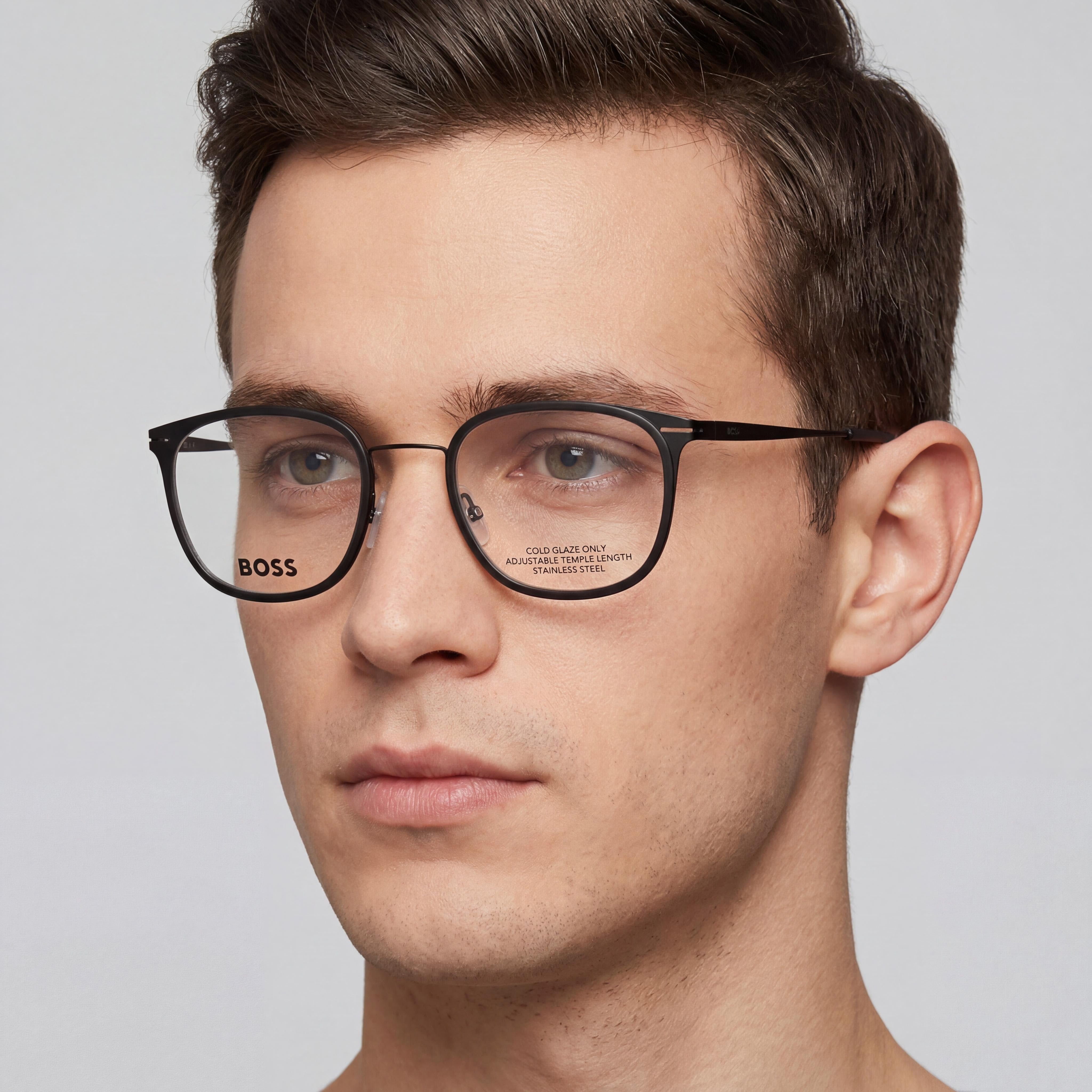 Gafas de sol Hugo Boss Modern para hombre, color negro mate y gris, con montura de acero de aleación y lentes de policarbonato no polarizadas, 53 mm, Photo 3