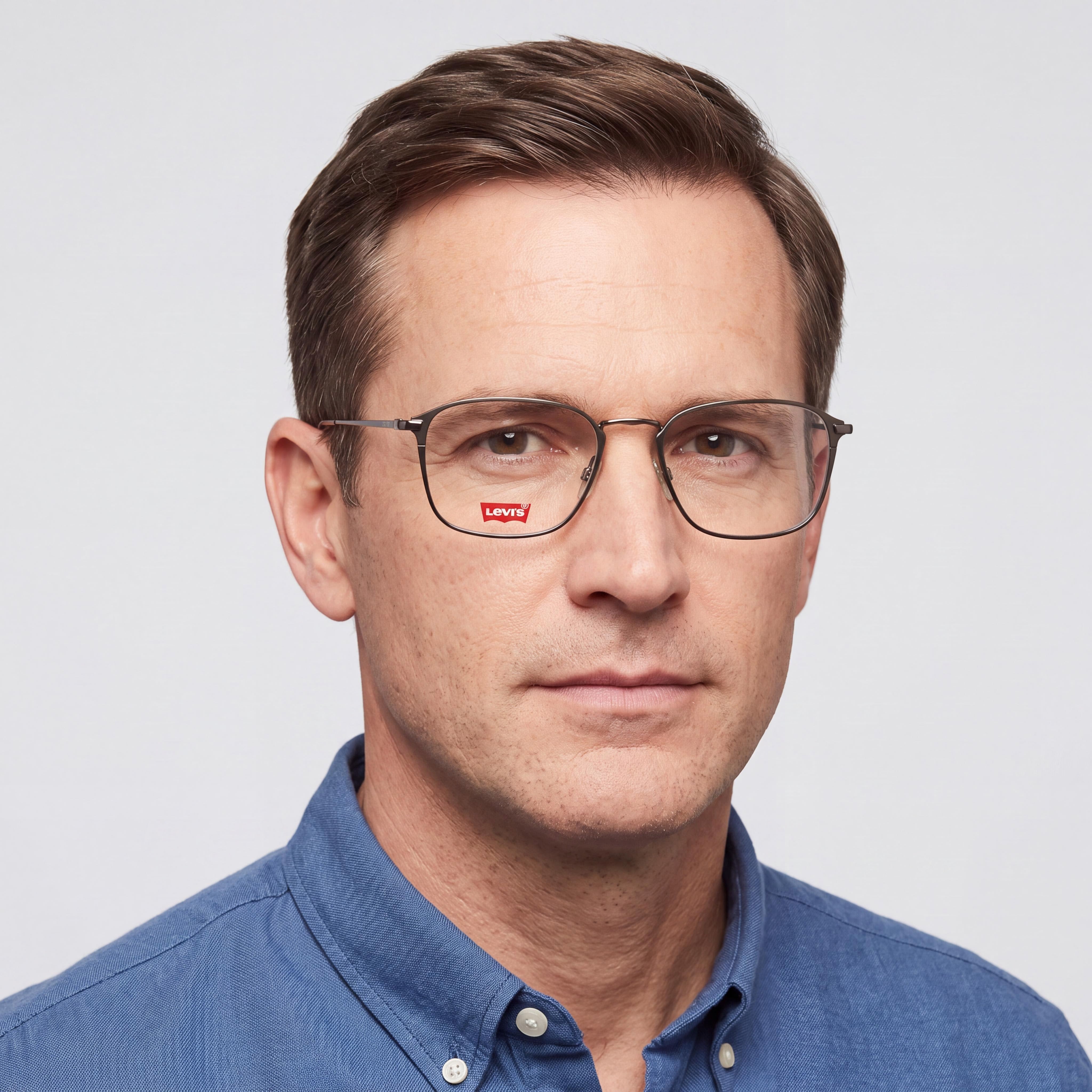 Levi's Classic Men's Lightweight Square Metal Frame Eyeglasses Matte Khaki 52mm, Photo 4