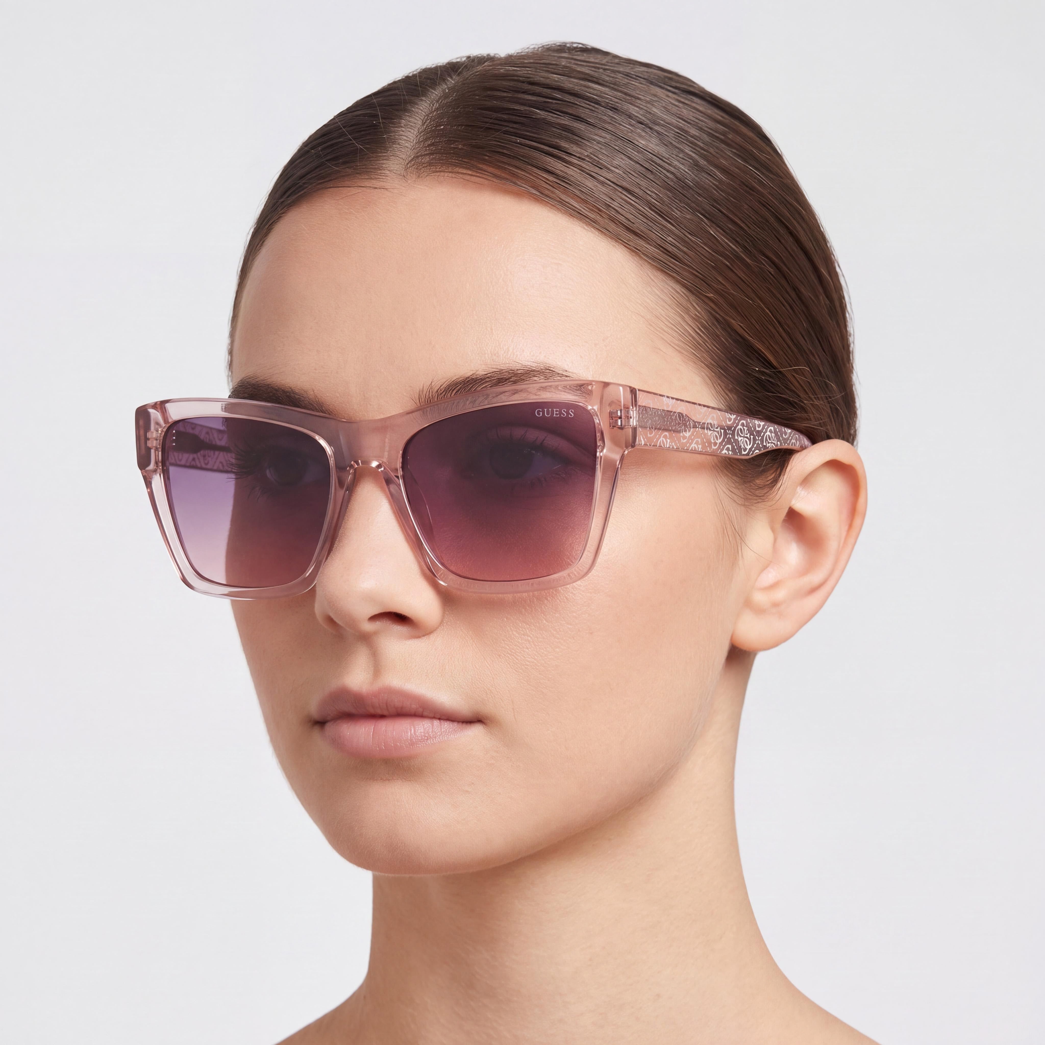 MARCOLIN Quadratisch Women's Acetate Glossy Beige Violett Lens UV Protected Sunglasses 55mm, Photo 4