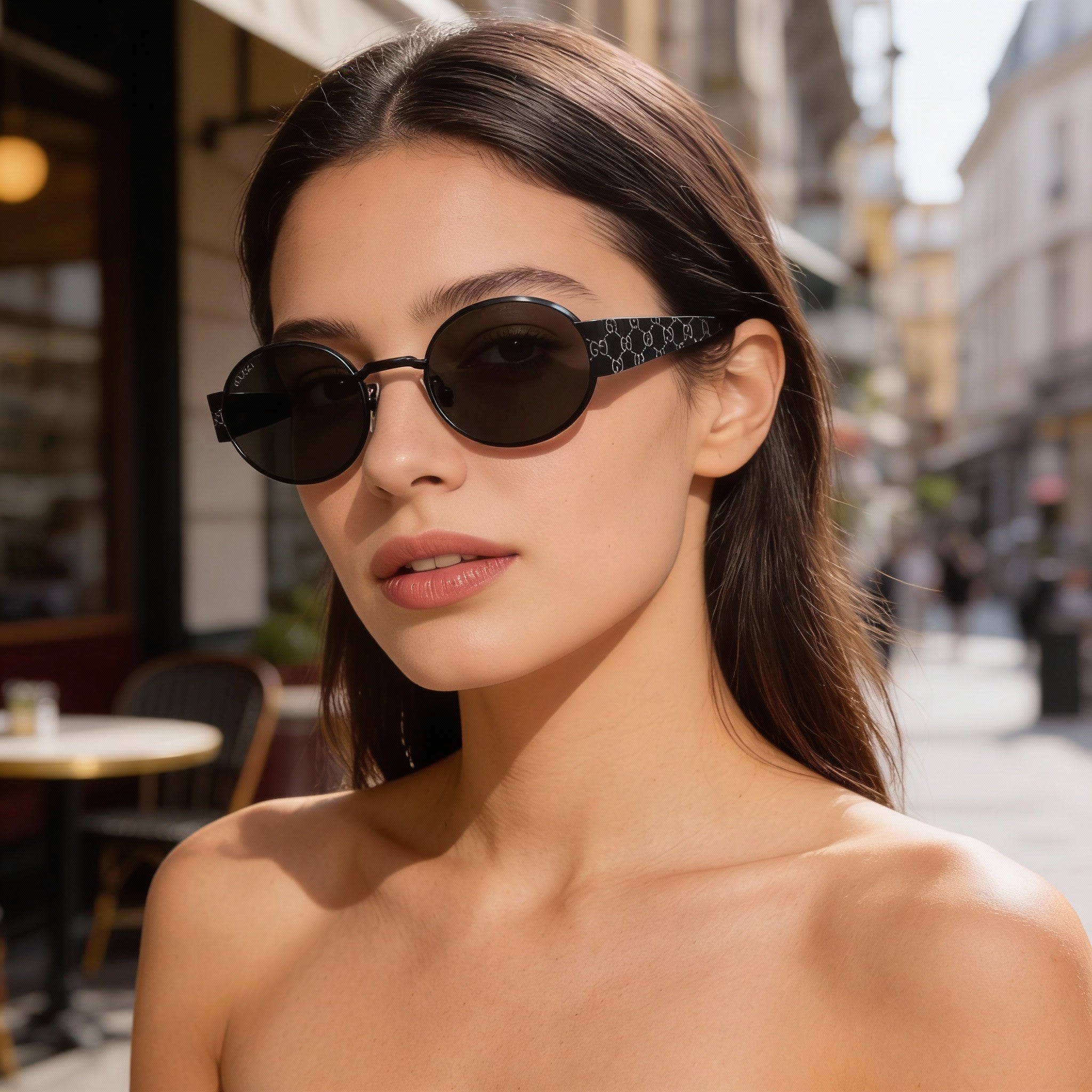 Gafas de sol Gucci Fashion GG1854S 001 unisex, montura de metal negro y gris, lentes grises, protección UV, 51 mm, Photo 6