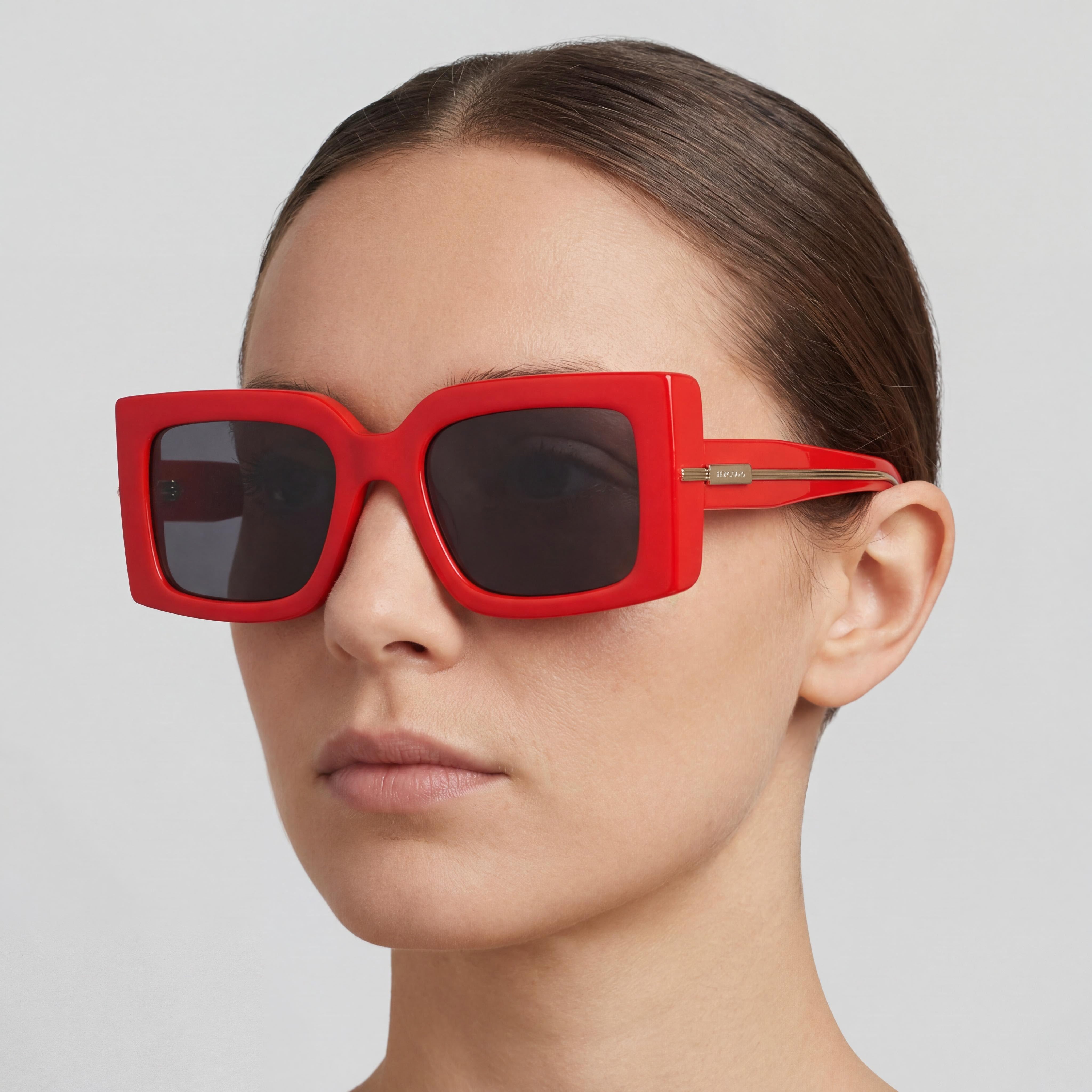 Ferragamo Sf2032s Gafas de titanio rojo para mujer con lentes grises, lente 55mm, puente 19mm, patilla 140mm, Photo 5