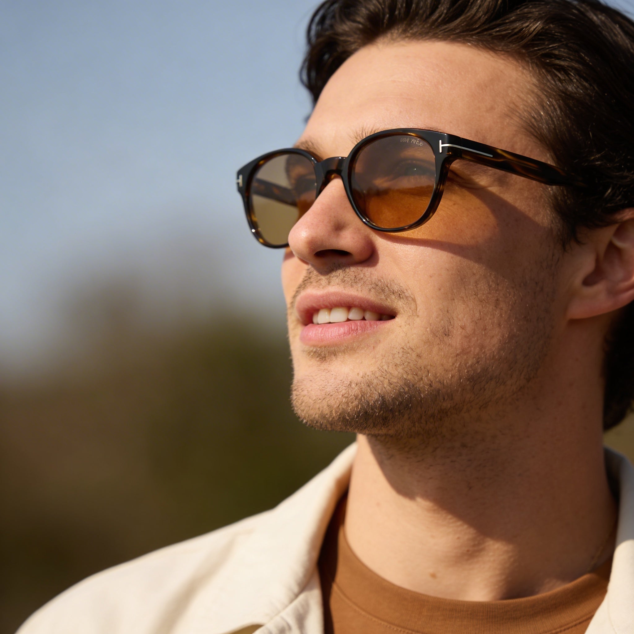 Gafas clásicas para hombre Tom Ford con montura Habana Oscuro y lentes negras, puente de 20 mm, patilla de 145 mm, Photo 5