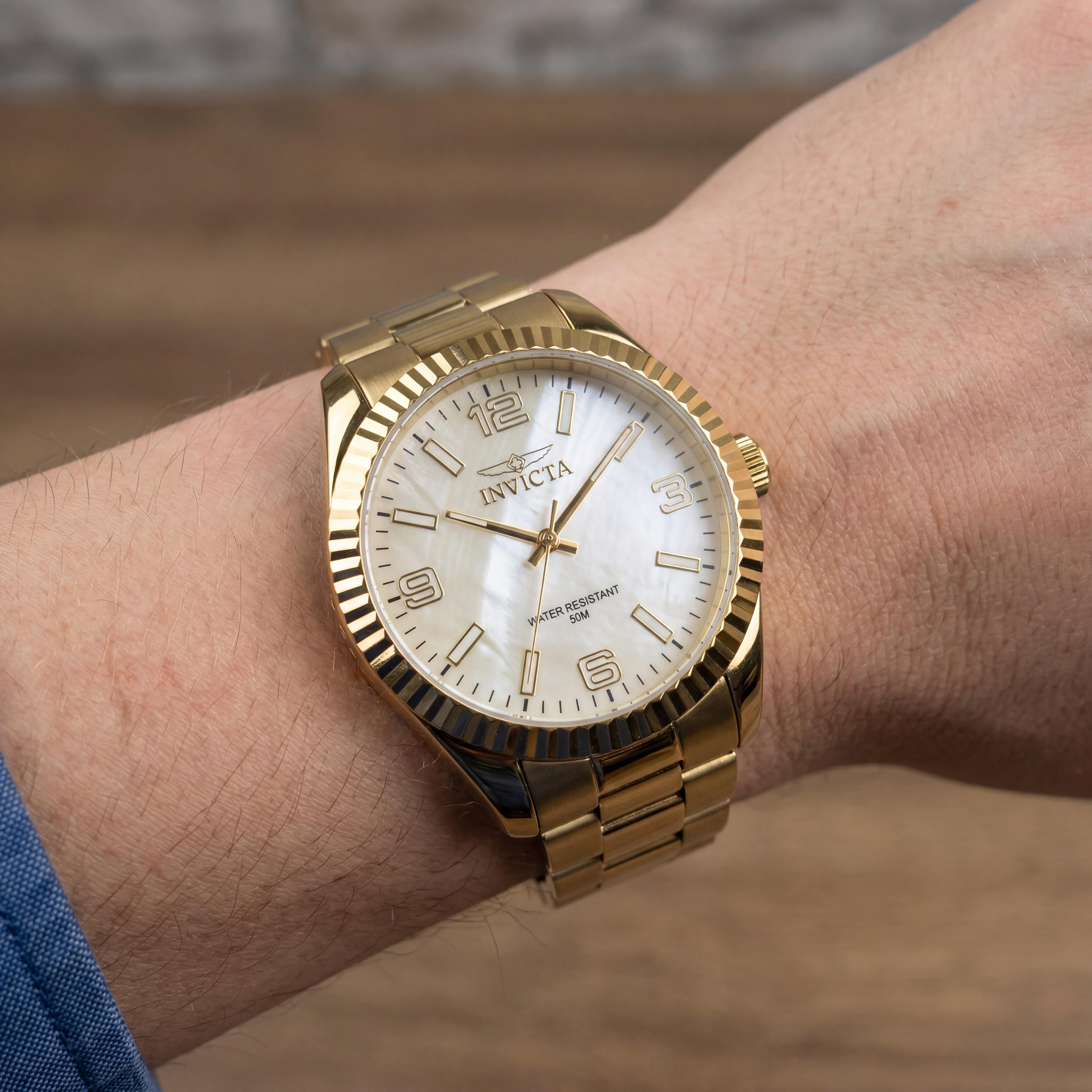 Invicta Specialty 50127 Men's Gold-Tone Stainless Steel Quartz Watch, Mother of Pearl Dial, 43mm, Photo 4