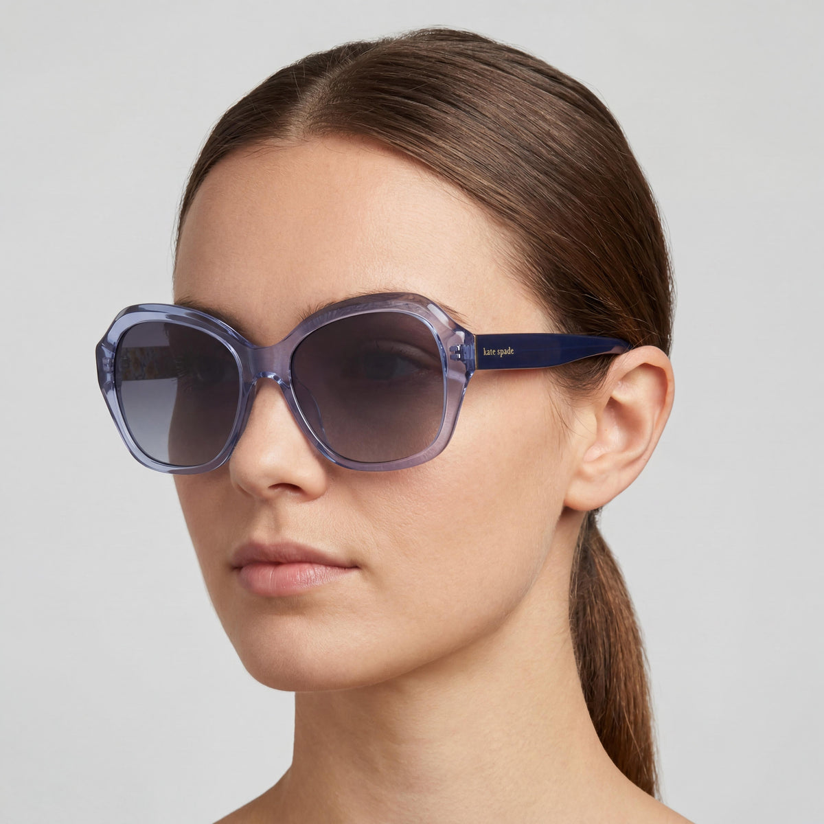 kate spade new york Casual Women's Blue Acetate Frame Sunglasses with Dark Grey Shaded Lenses, 55mm, Photo 5