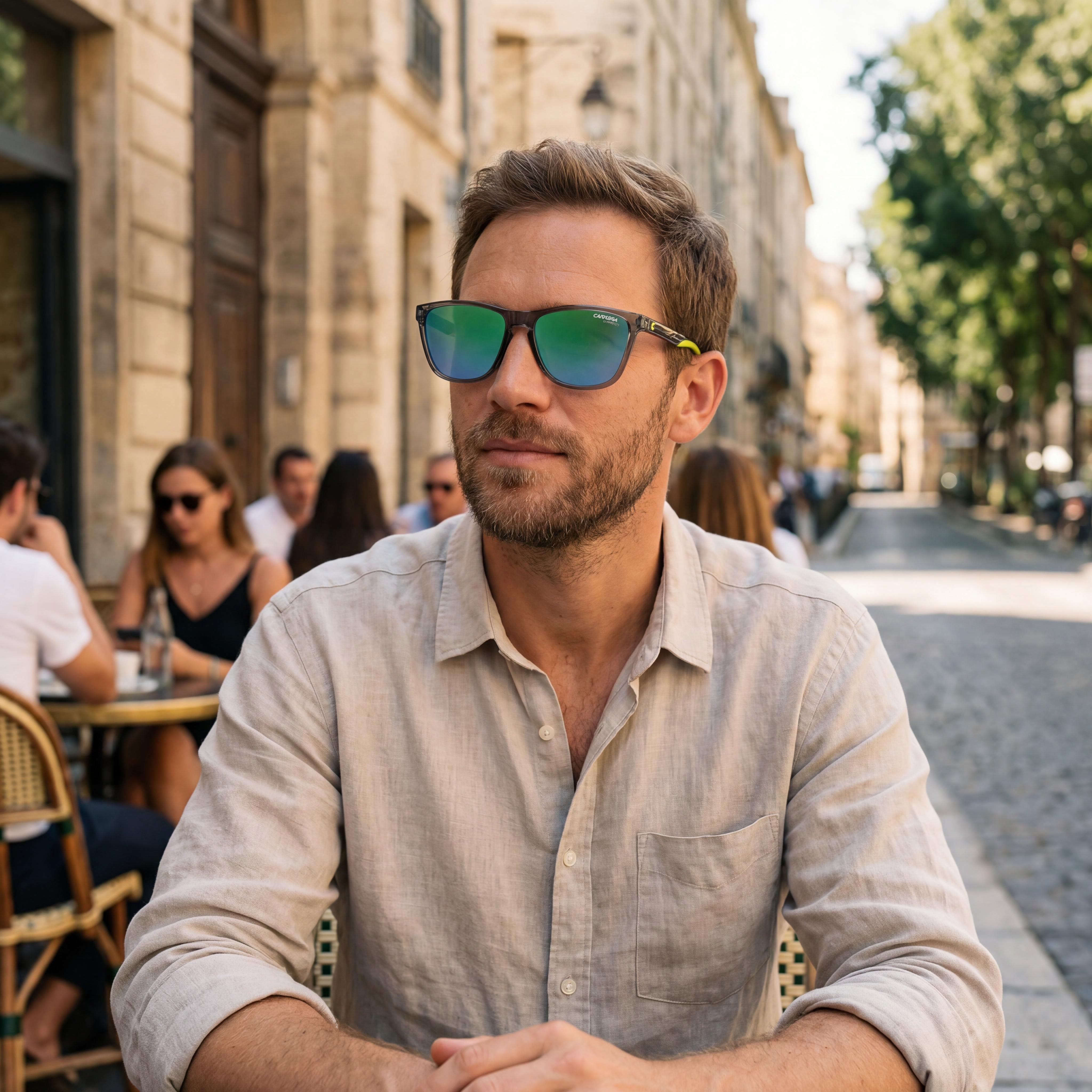 Carrera 8058/s Modern Men's Grey Polyamide Frame, Green Multilayer Polarized Lenses with UV Protection, 56mm, Photo 6