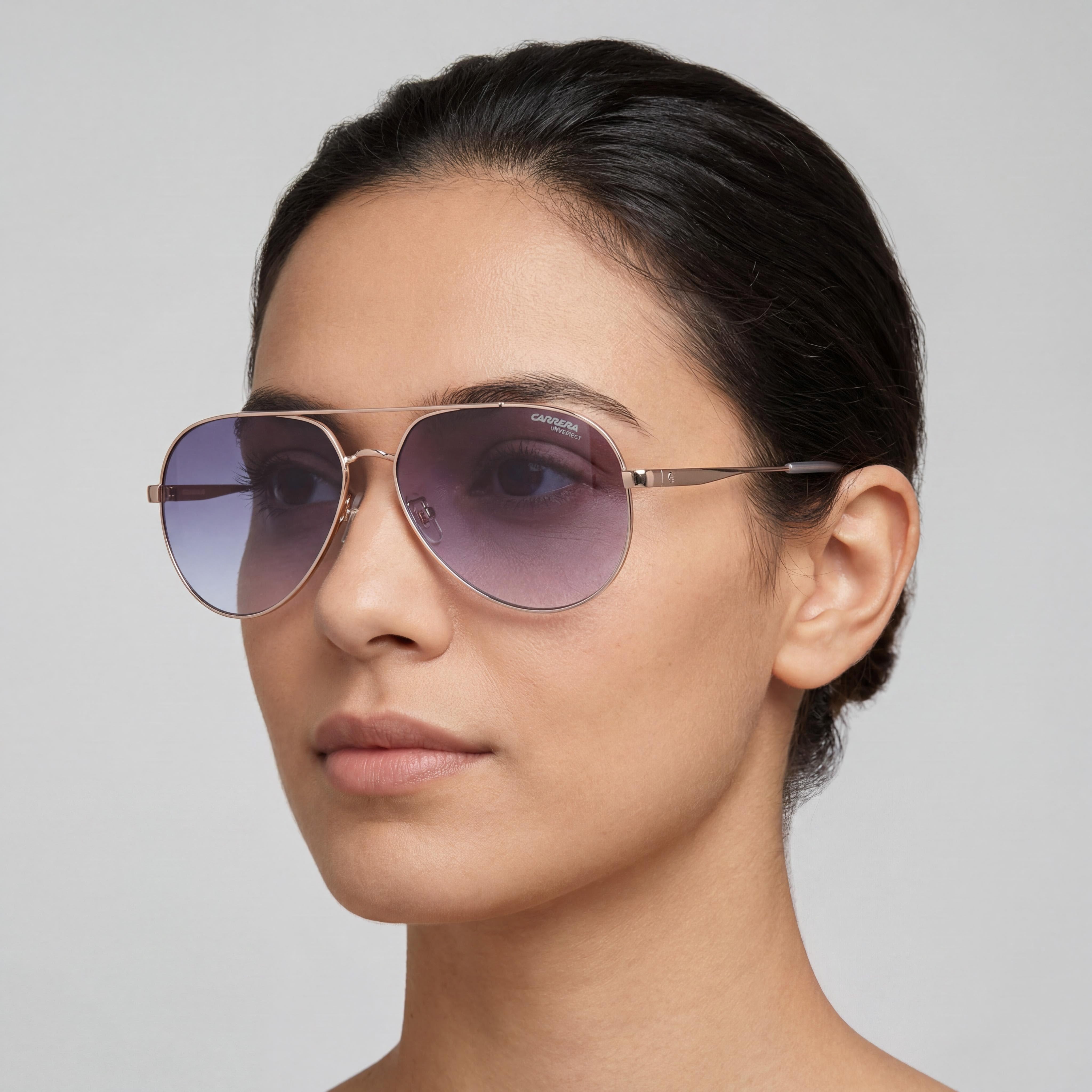 Carrera Casual Women's Stainless Steel Sunglasses Gold Blue Grey Azure with Blue Shaded Lenses & UV Protection 63-13-140, Photo 5