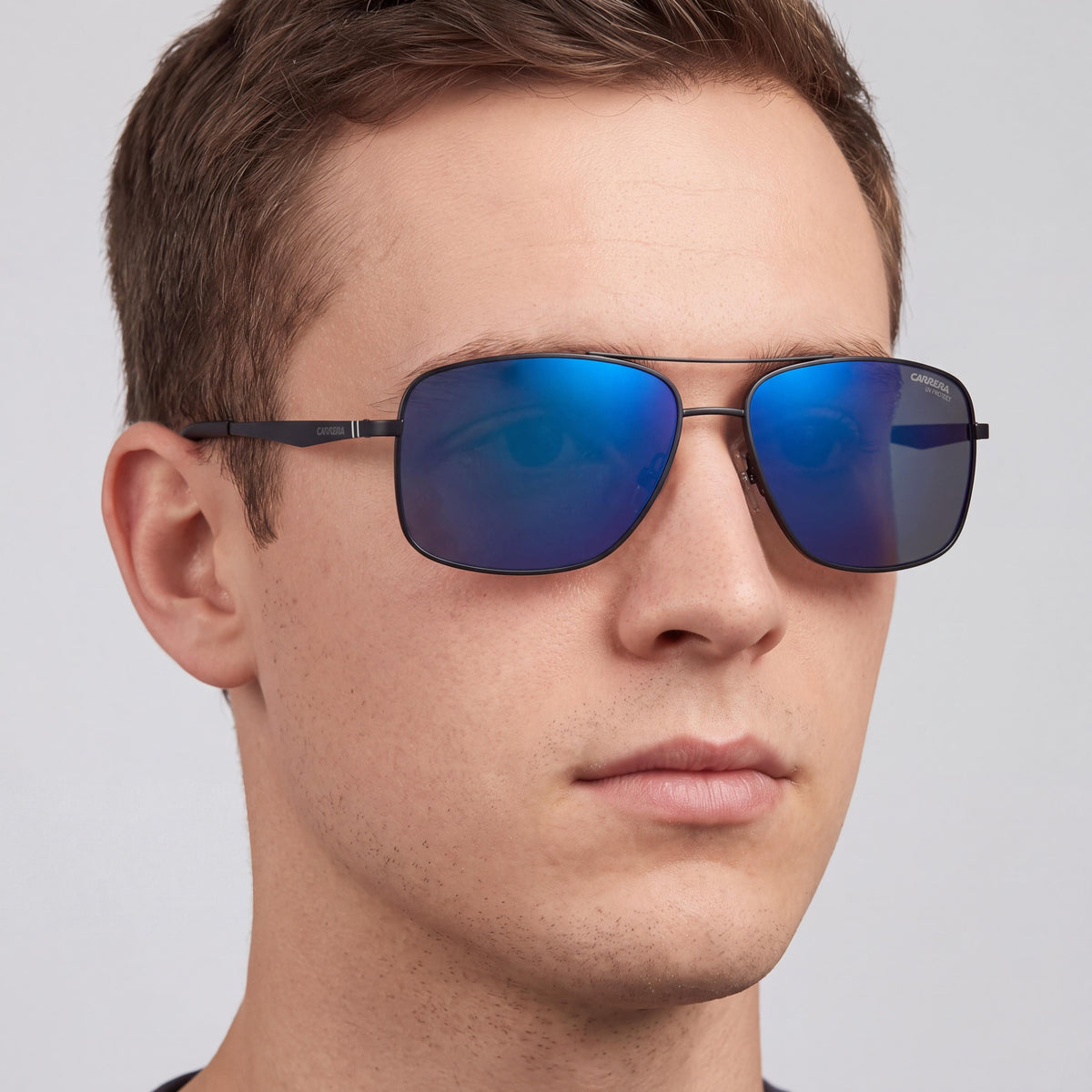 Carrera 8040/S Navigator Unisex Stainless Steel Sunglasses, Black Gray Blue Mirror Frame, Blue Sky Mirror Lenses, 60mm, 100% UV, Photo 5