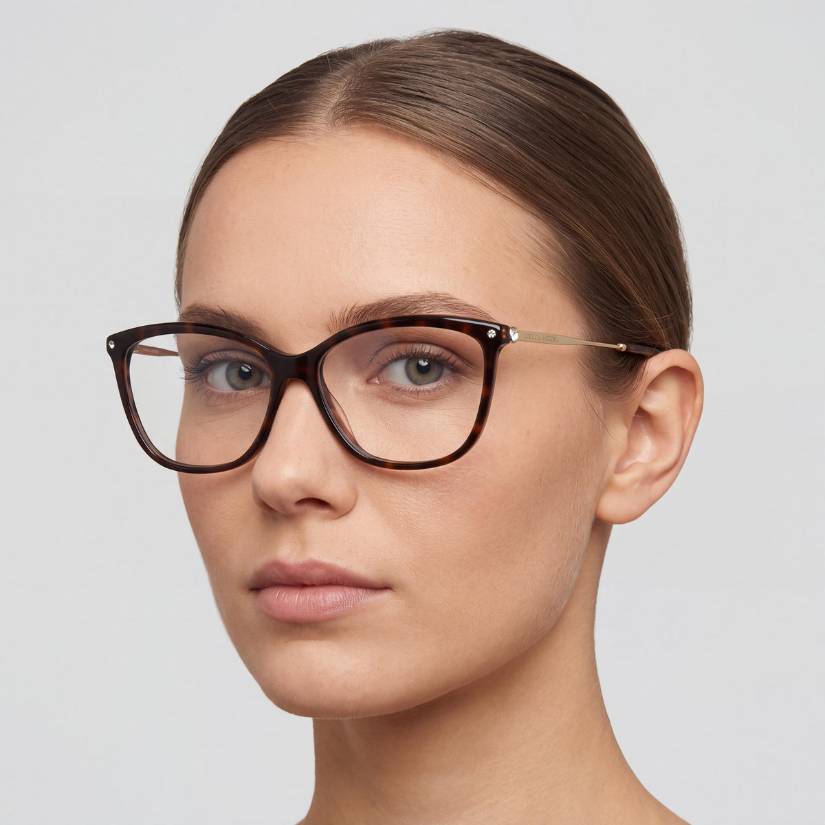 Carolina Herrera Women's 0154 with Plastic Frame in Havana and Polycarbonate Lenses, Size 56-14-145mm, Photo 3