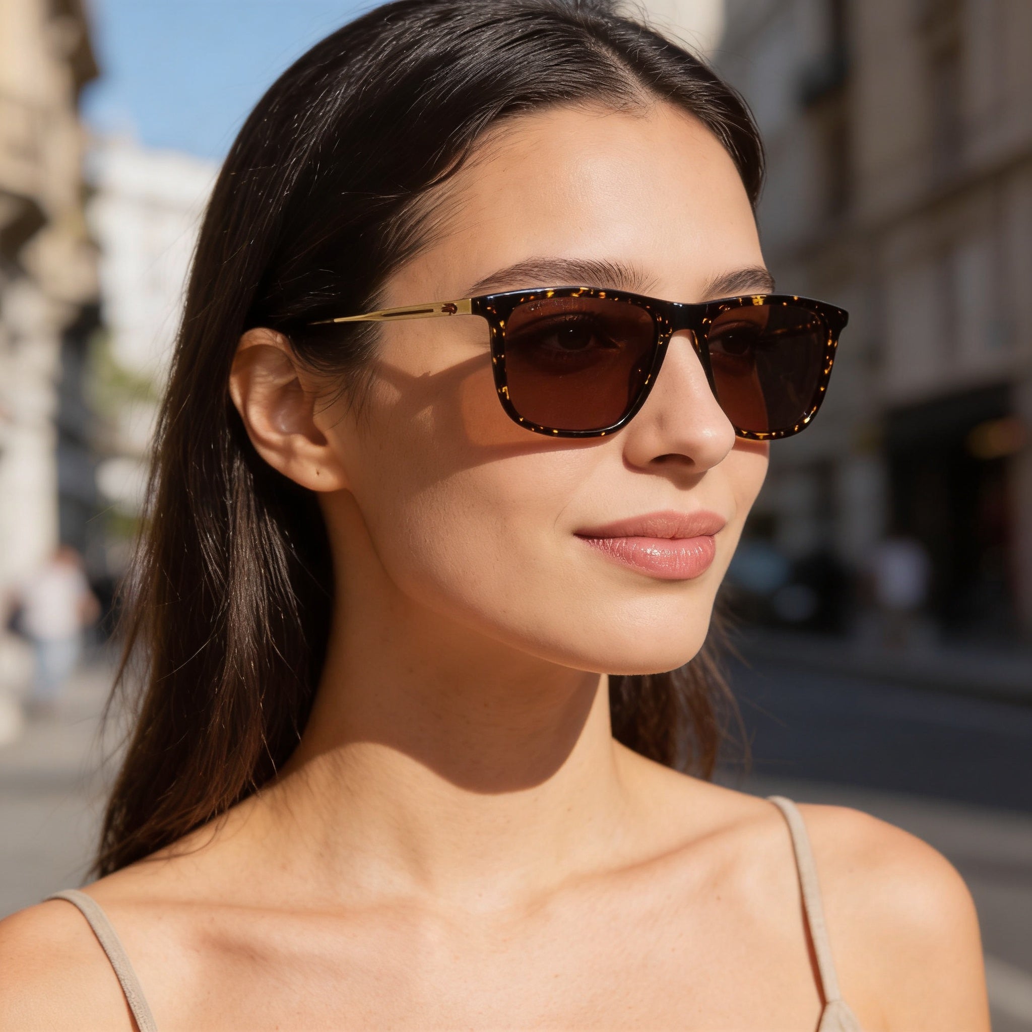 Lacoste L945s Women's Havana Acetate Sunglasses with Solid Brown Lenses, 100% UV Protection, 55mm, Photo 6