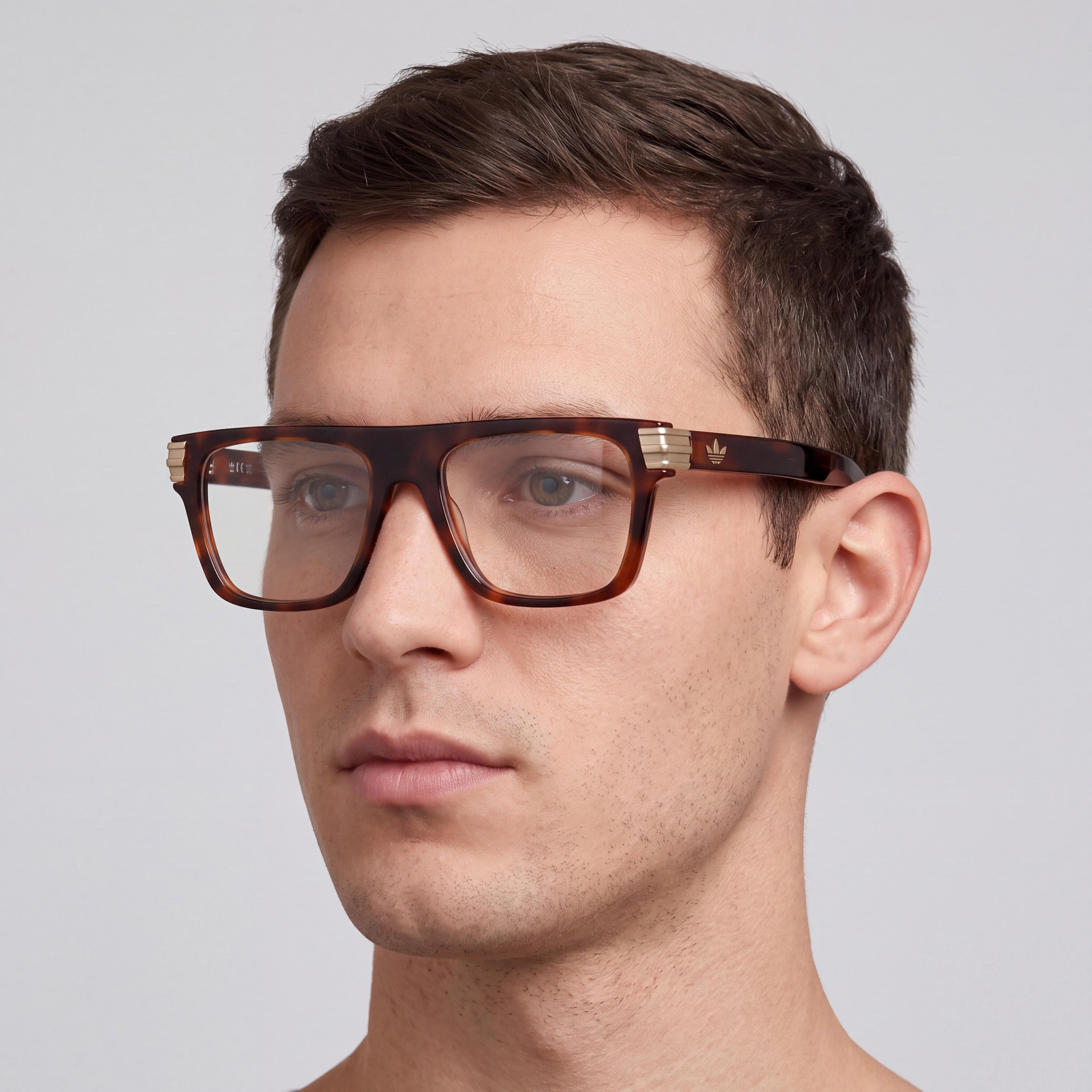 adidas Originals Or5103 Men's Plastic Frame Eyeglasses Dark Havana with Clear Non- Lenses 53mm, Photo 5