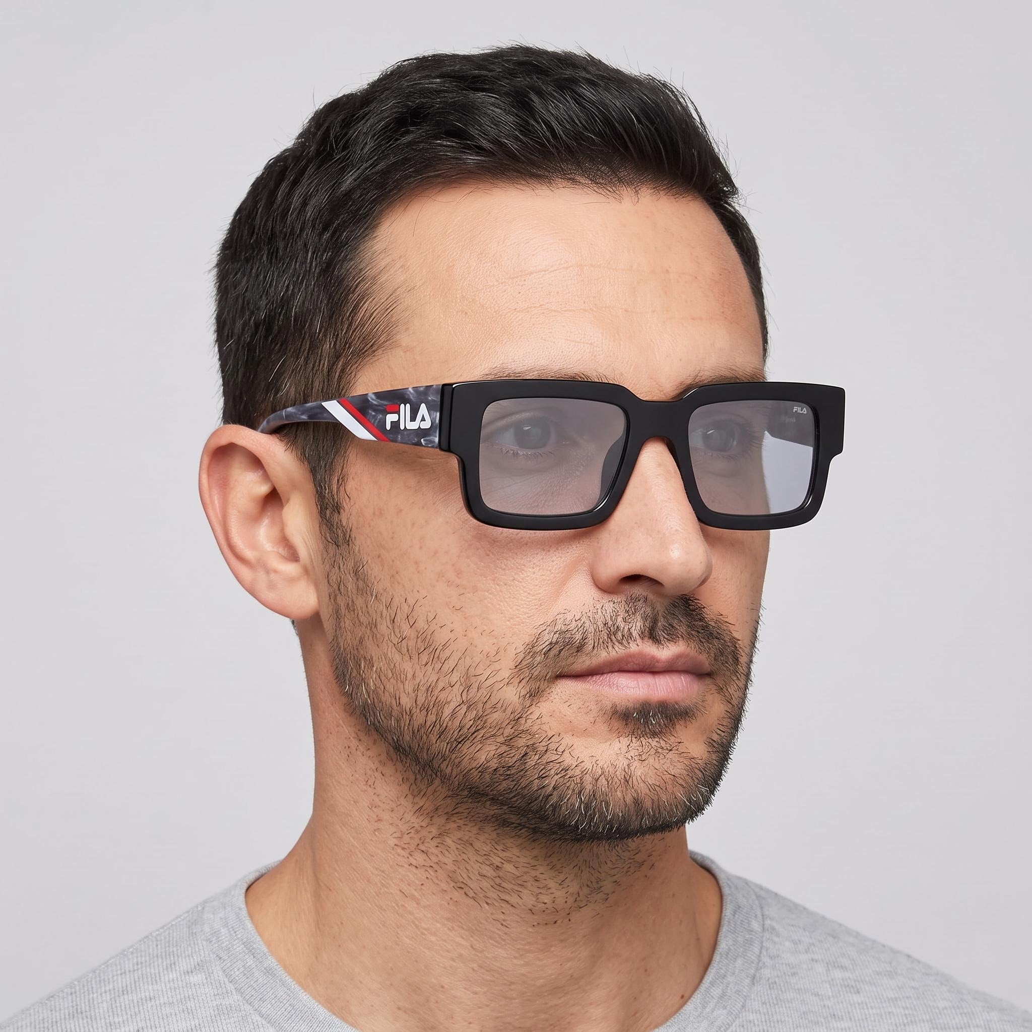 Fila Casual Men's Sunglasses featuring Shiny Black Acetate Frame and Smoke Crystal Lenses 51-20-140, Photo 4