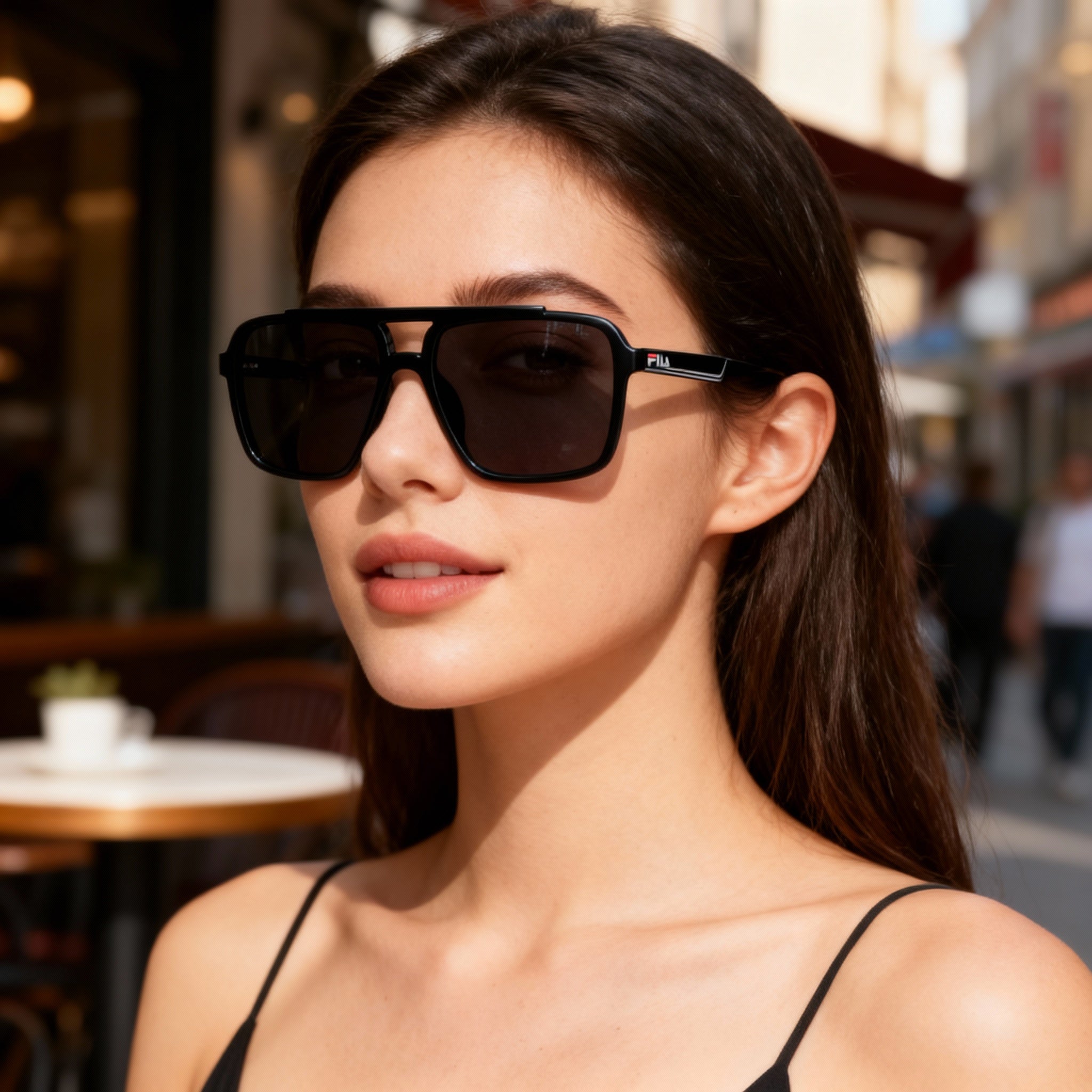 Fila Sfi460 Unisex Lightweight Sunglasses, Shiny Black Frame Black Non-Polarized Lenses 57-16-145, Photo 4