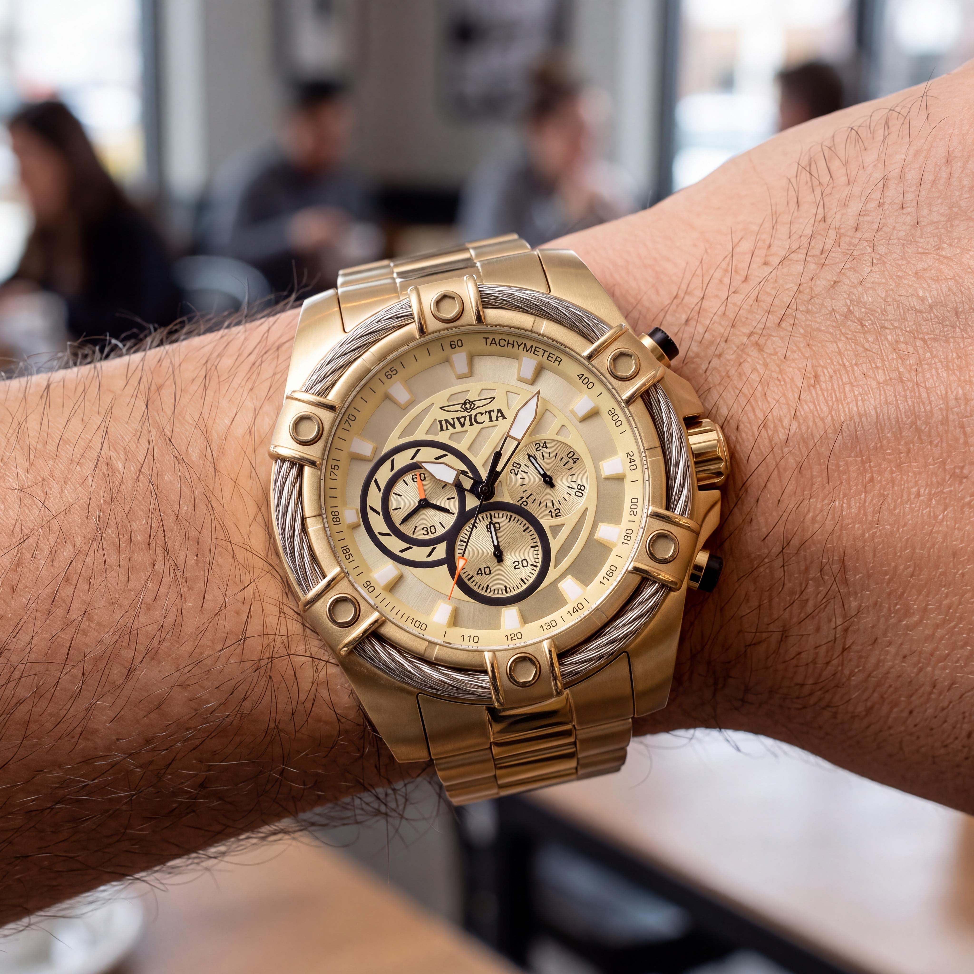 Invicta 48866 Bolt Gold-Tone Stainless Steel Bracelet Watch with Scratch-Resistant Flame Fusion Crystal & 100m Water Resistance, Photo 3